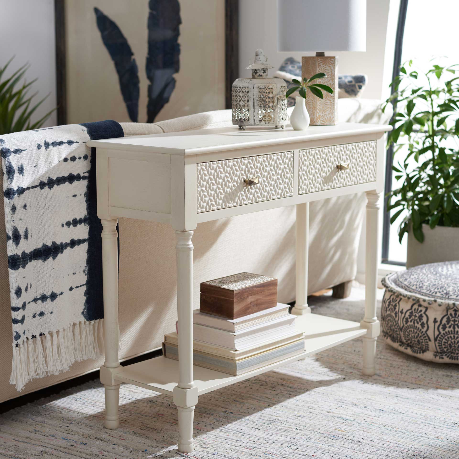 Haleigh 2 Drawer Console Table Distressed White - Image 8