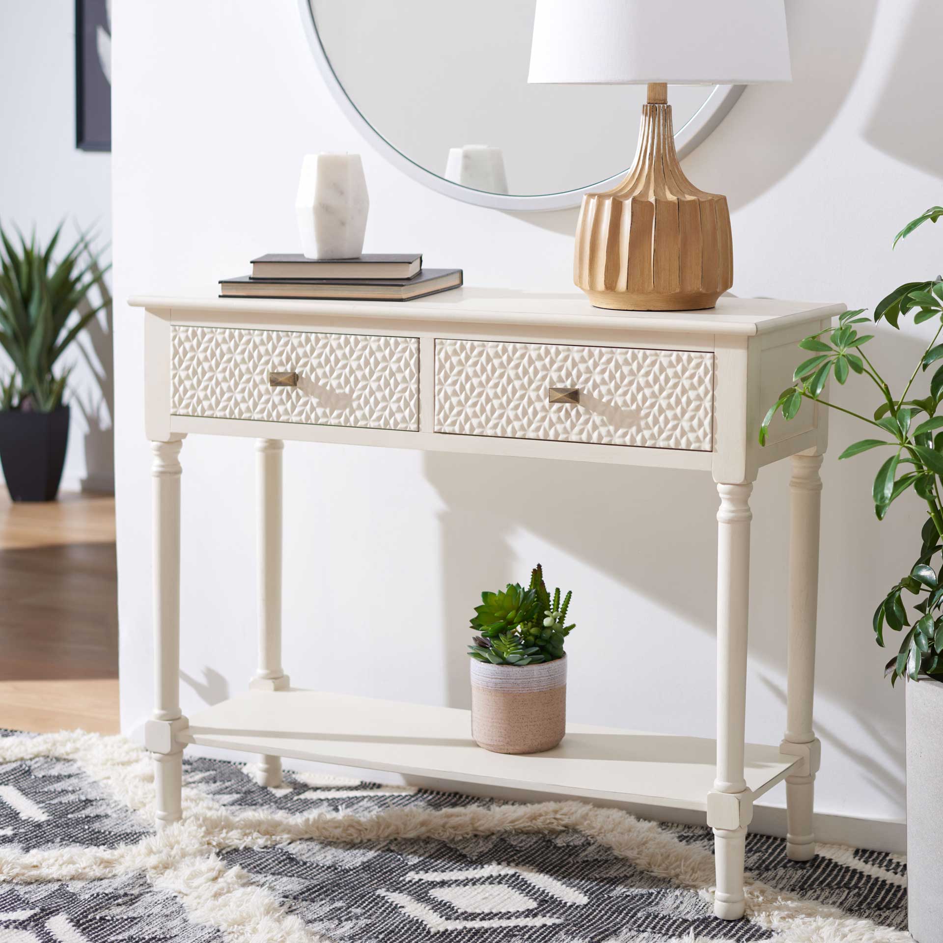 Haleigh 2 Drawer Console Table Distressed White - Image 9