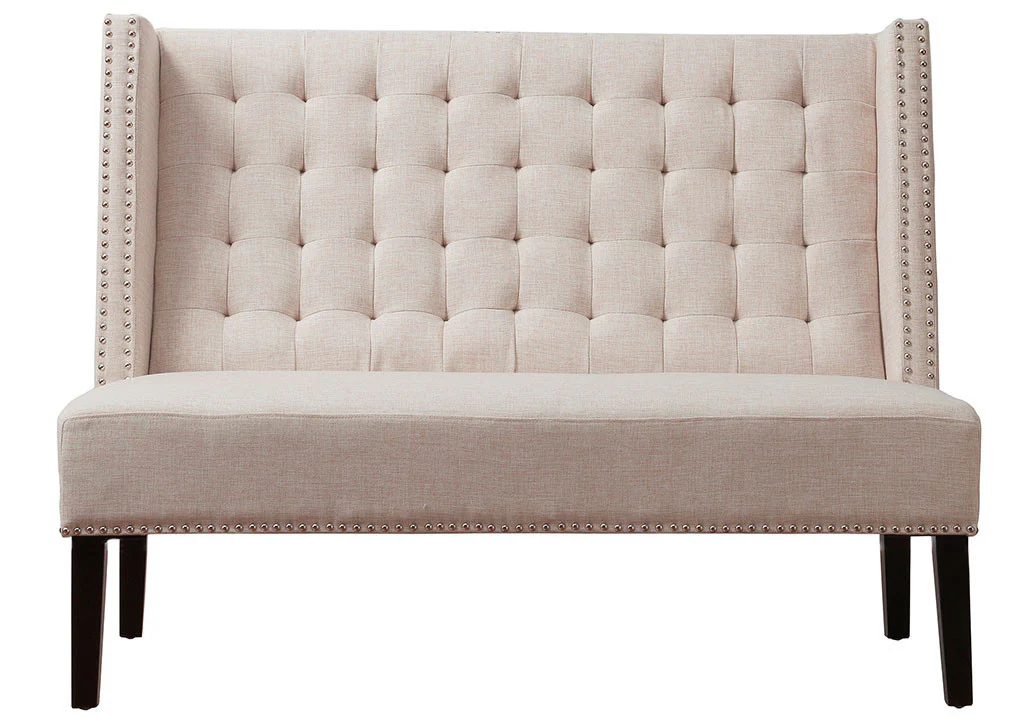 Halford Beige Linen Banquette Bench - Image 2