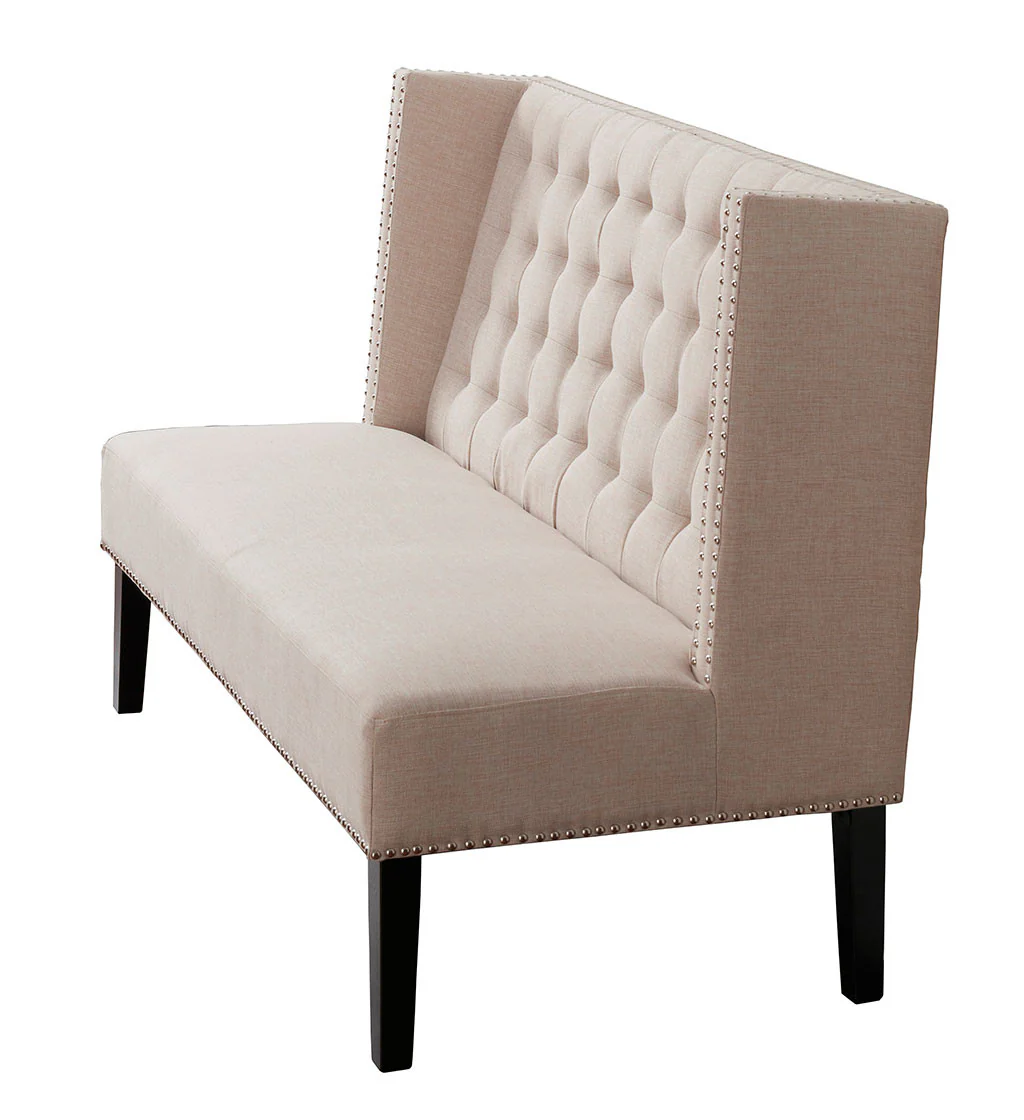 Halford Beige Linen Banquette Bench - Image 3