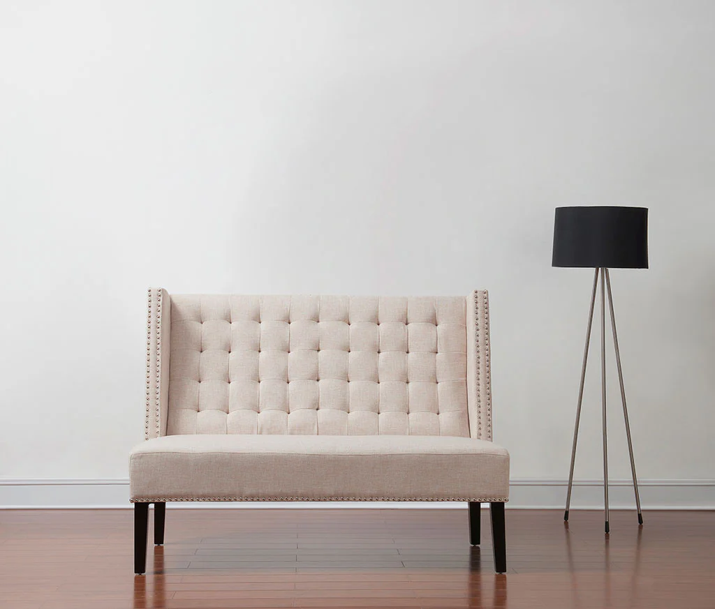 Halford Beige Linen Banquette Bench - Image 6