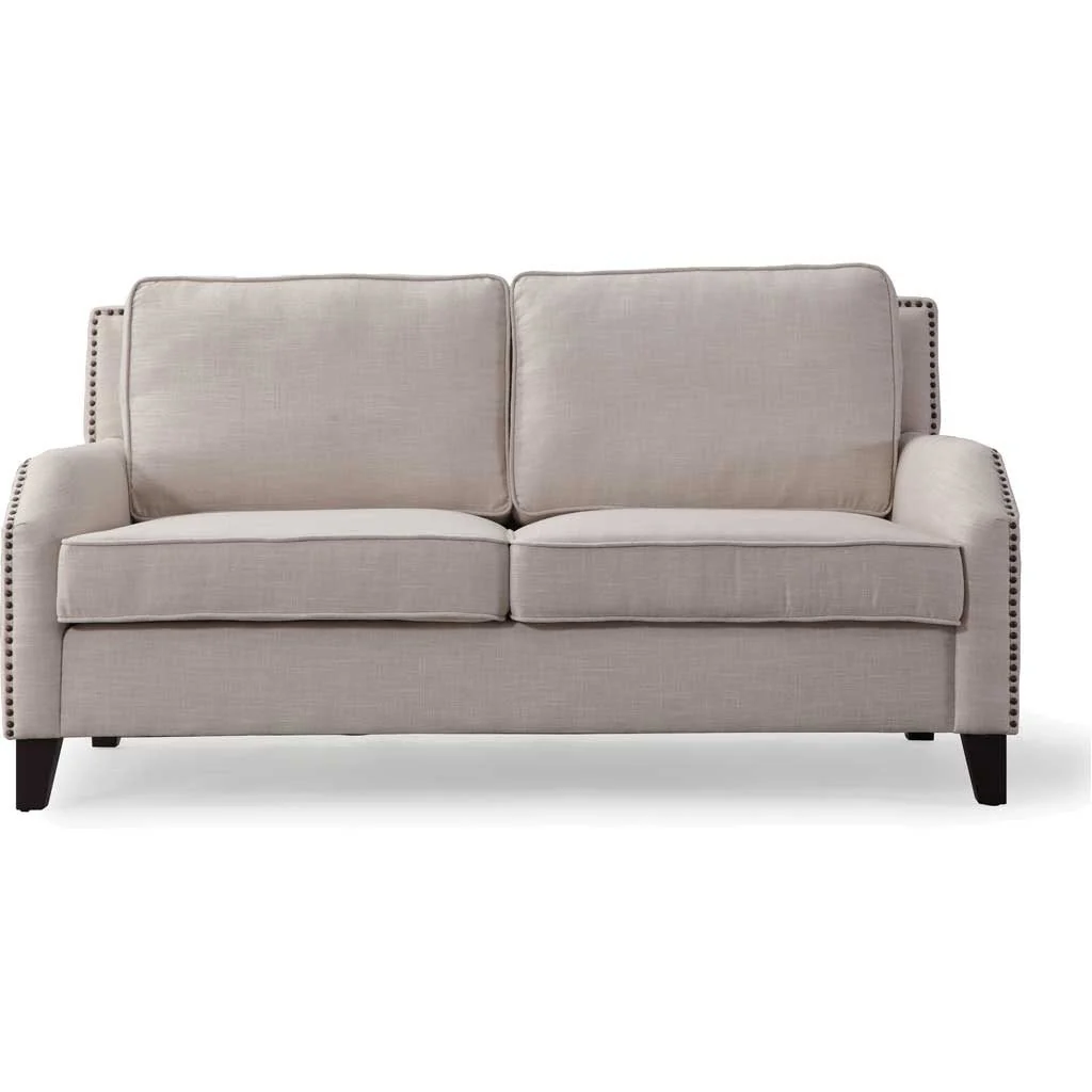 Halluin Beige Linen Loveseat - Image 2