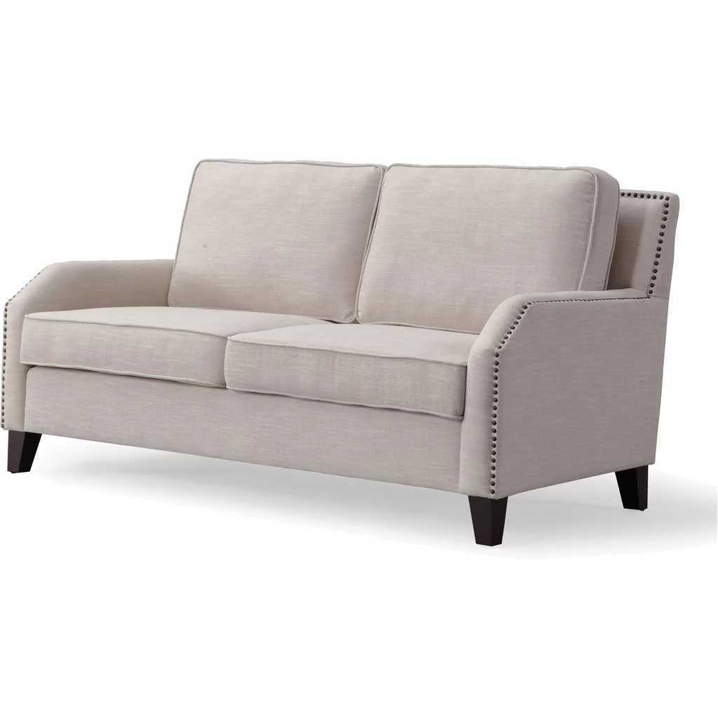 Halluin Beige Linen Loveseat - Image 4