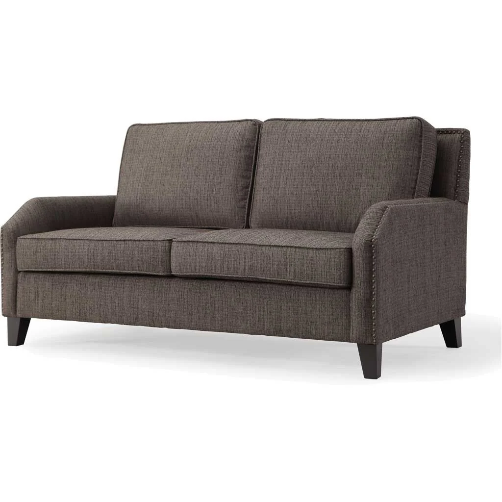 Halluin Gray Linen Loveseat - Image 4