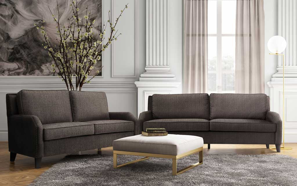 Halluin Gray Linen Sofa - Image 8