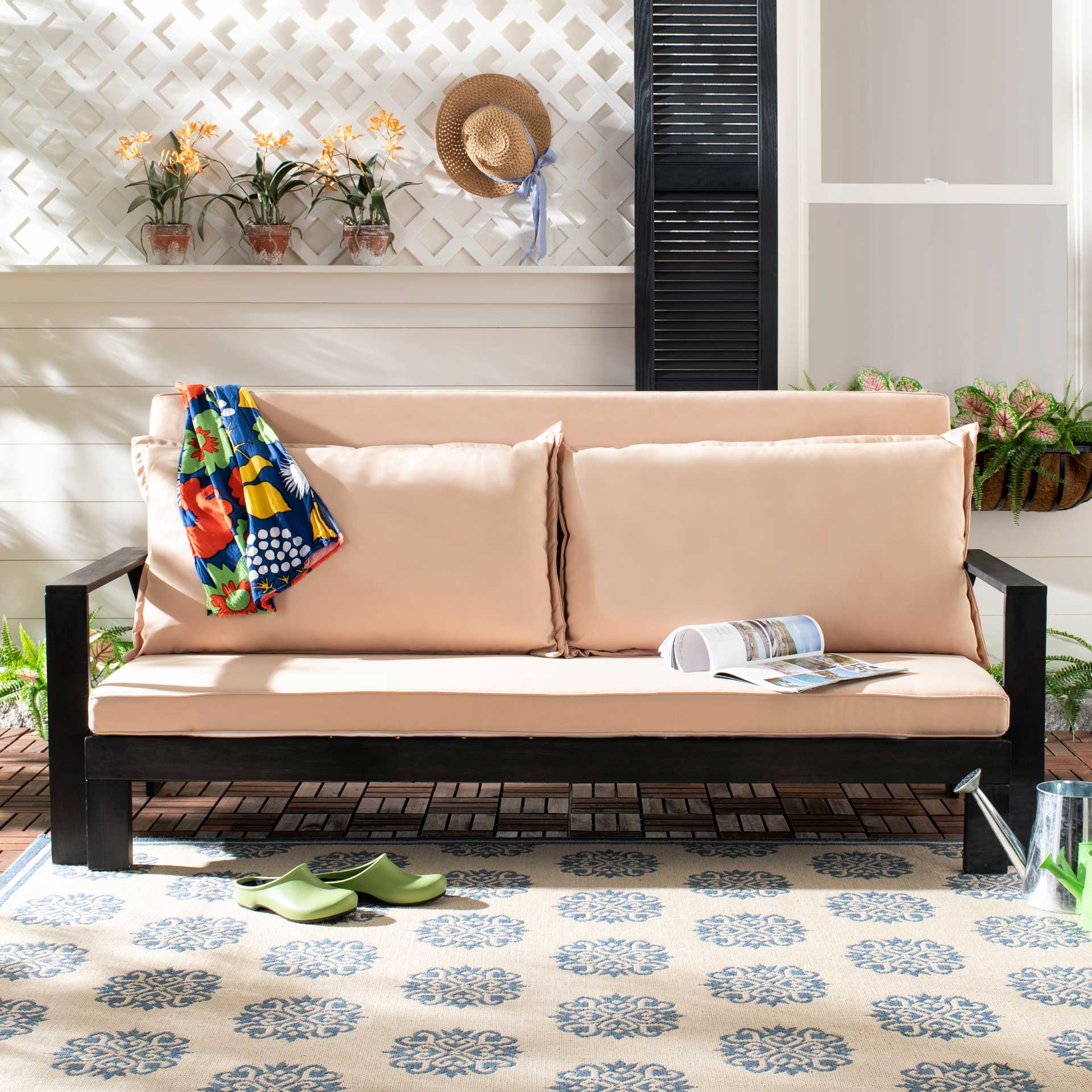 Halona Sun Lounger With Pullout Table Dark Slate Gray/Sahara Beige - Image 8