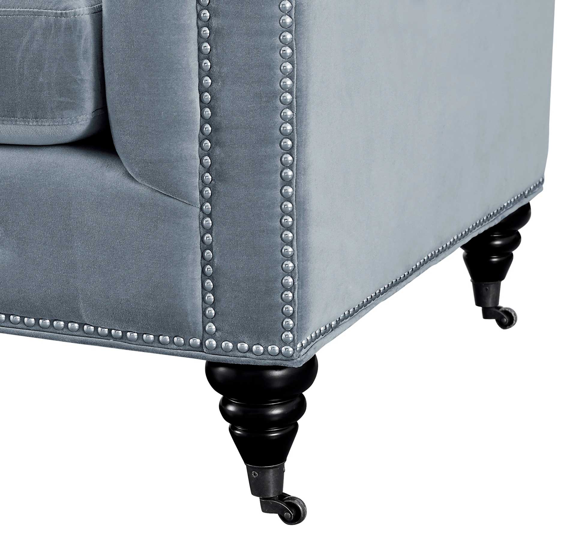 Halona Velvet Sofa Gray - Image 4
