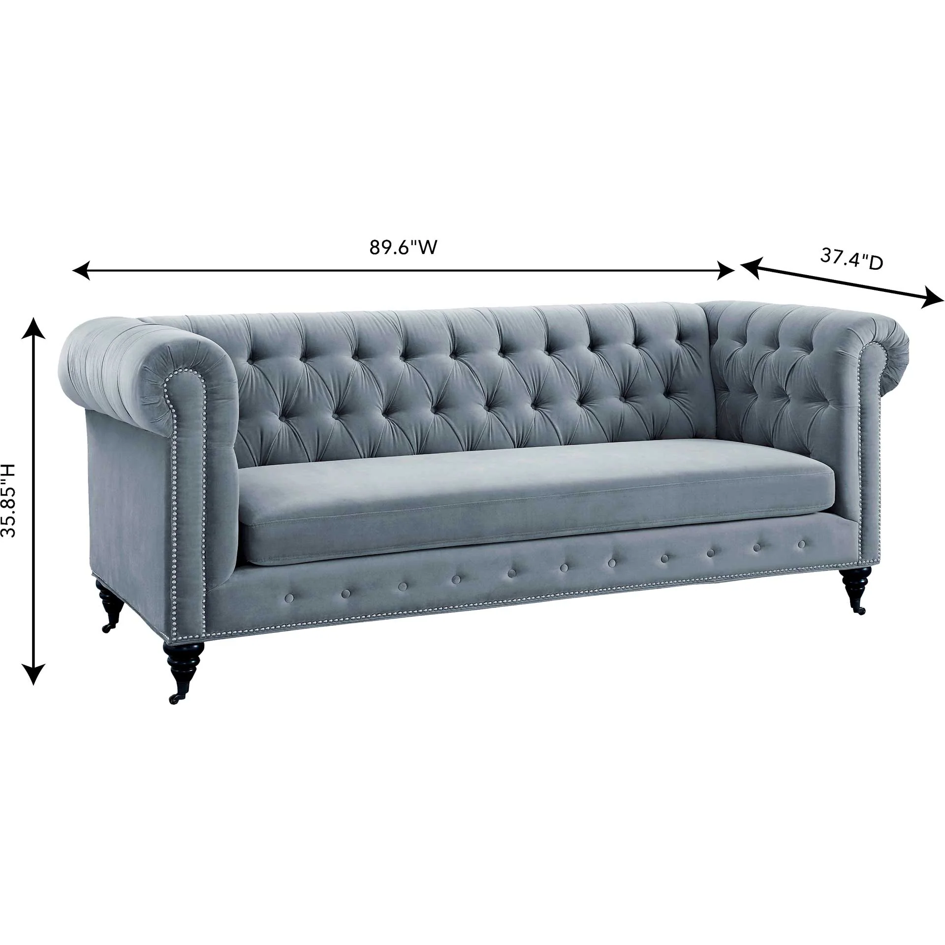 Halona Velvet Sofa Gray - Image 7