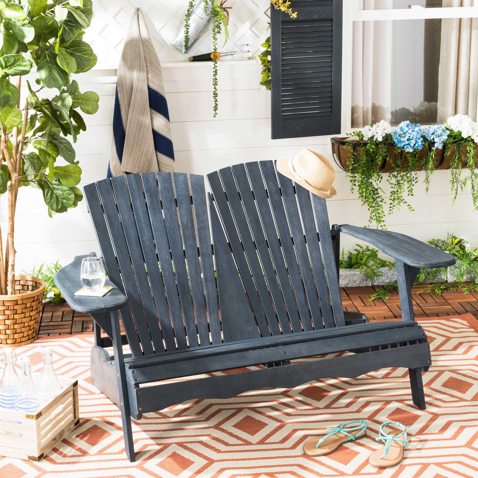 Halyn Acacia Bench Dark Slate Gray - Image 6