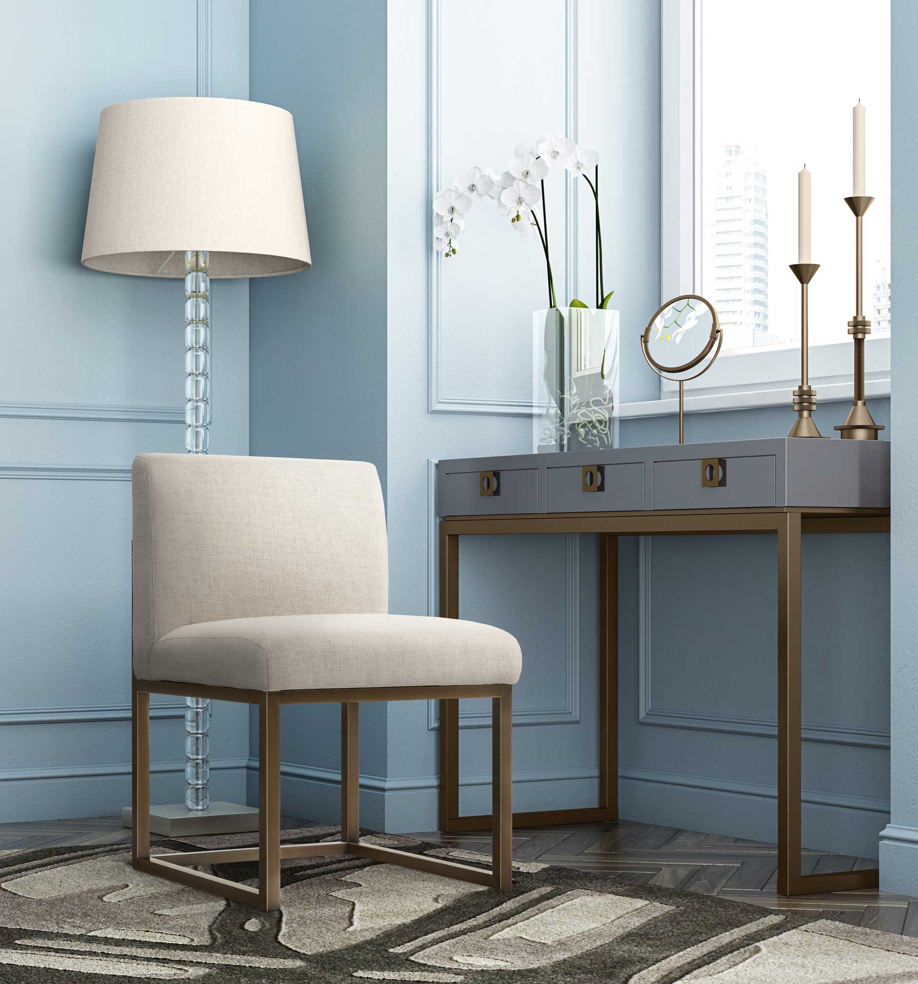 Halyn Linen Chair in Brass Beige - Image 7