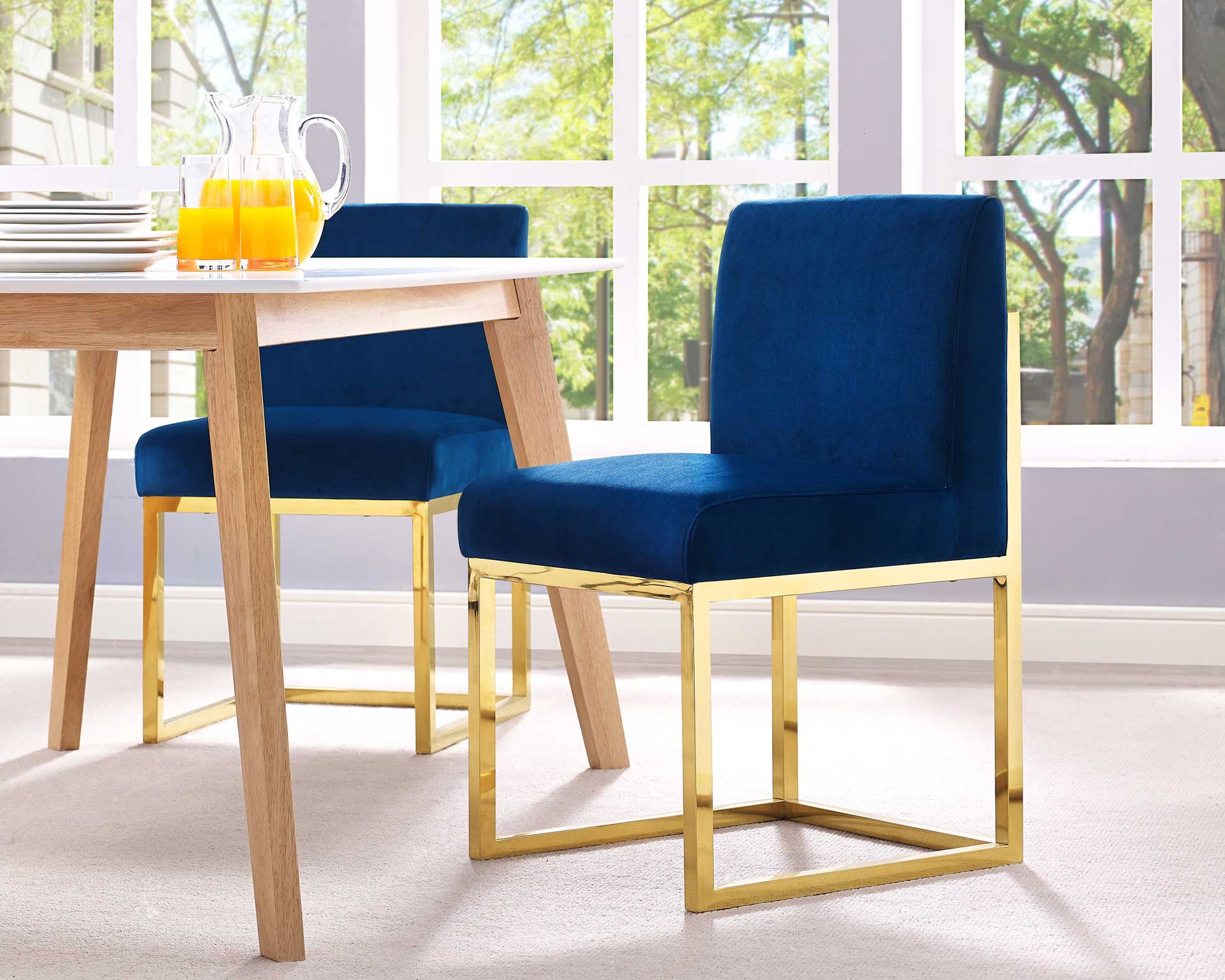 Halyn Velvet Chair Navy - Image 6