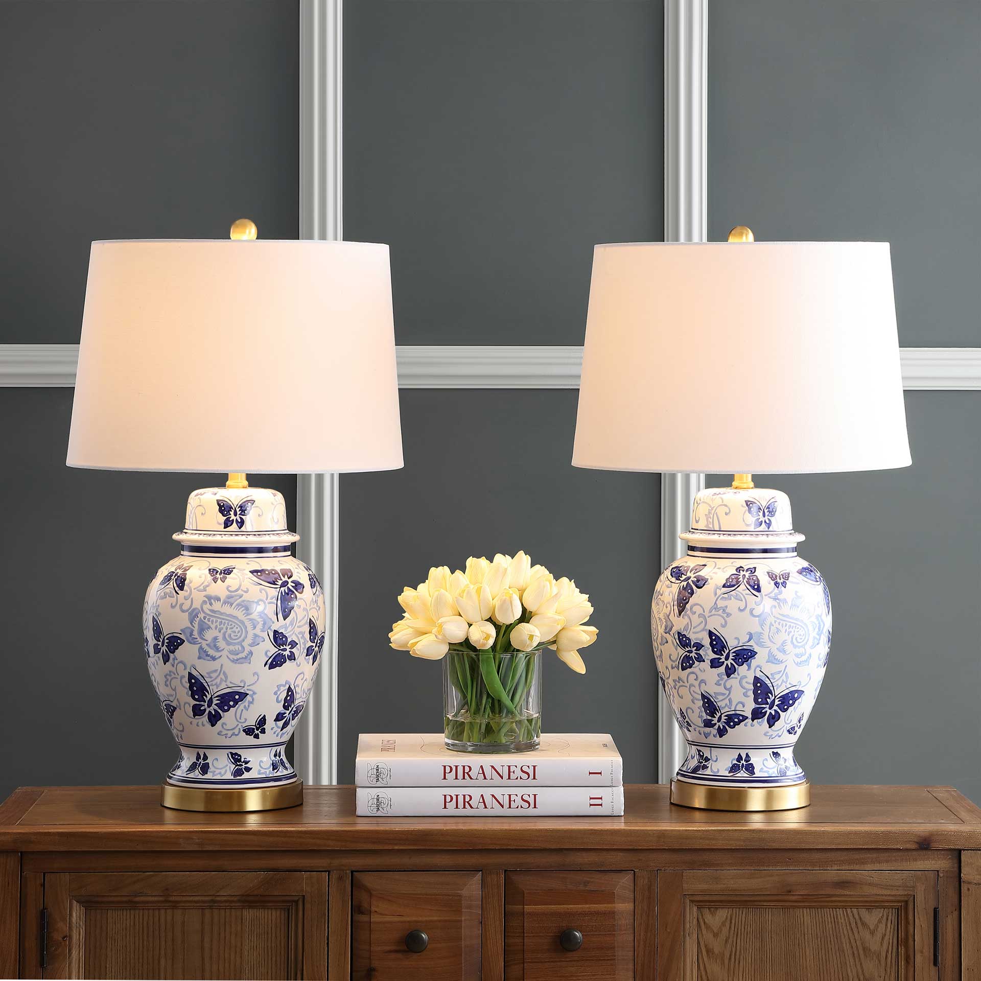 Hamdan Table Lamp Blue/White (Set of 2) - Image 4