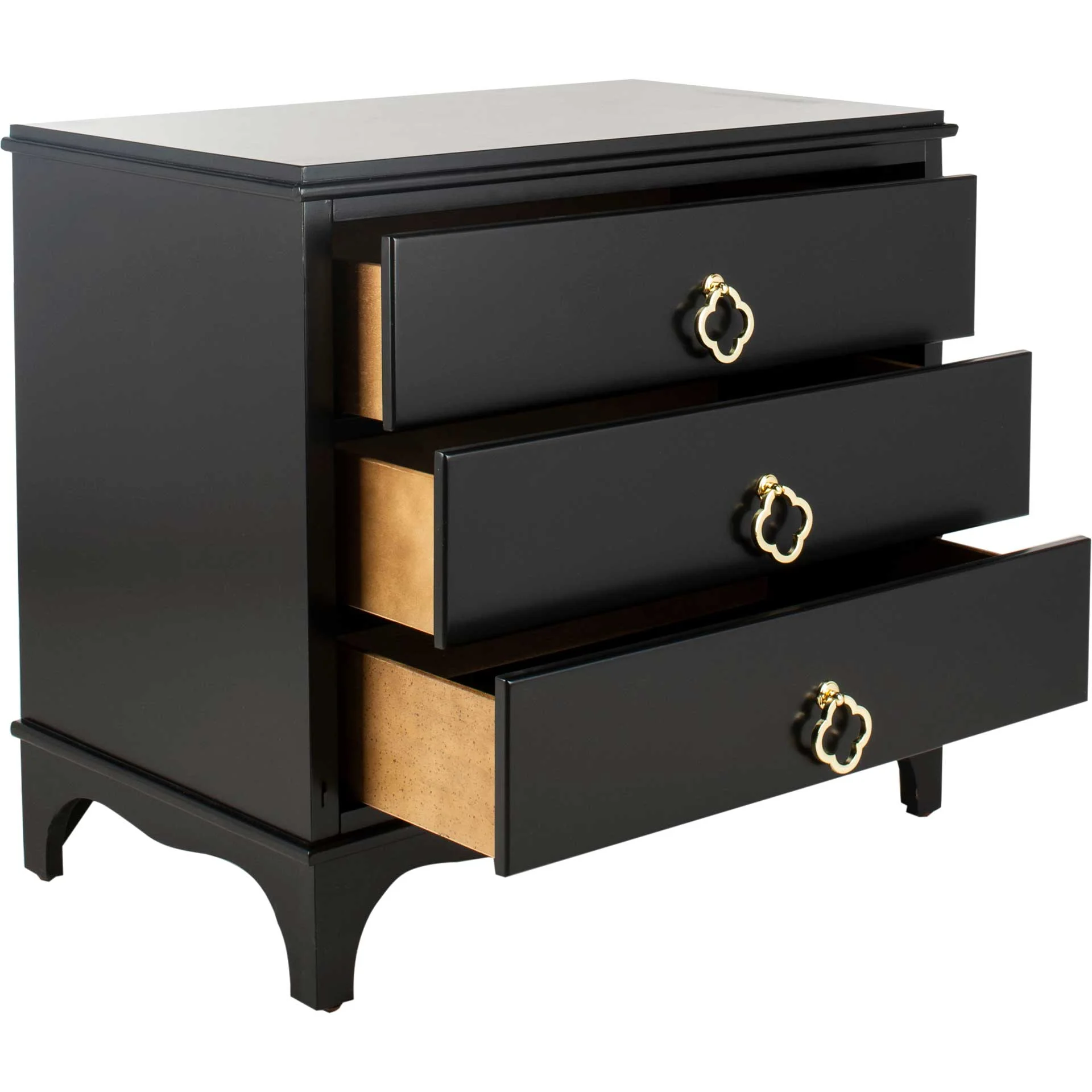 Hamden 3 Drawer Contemporary Nightstand Black - Image 2