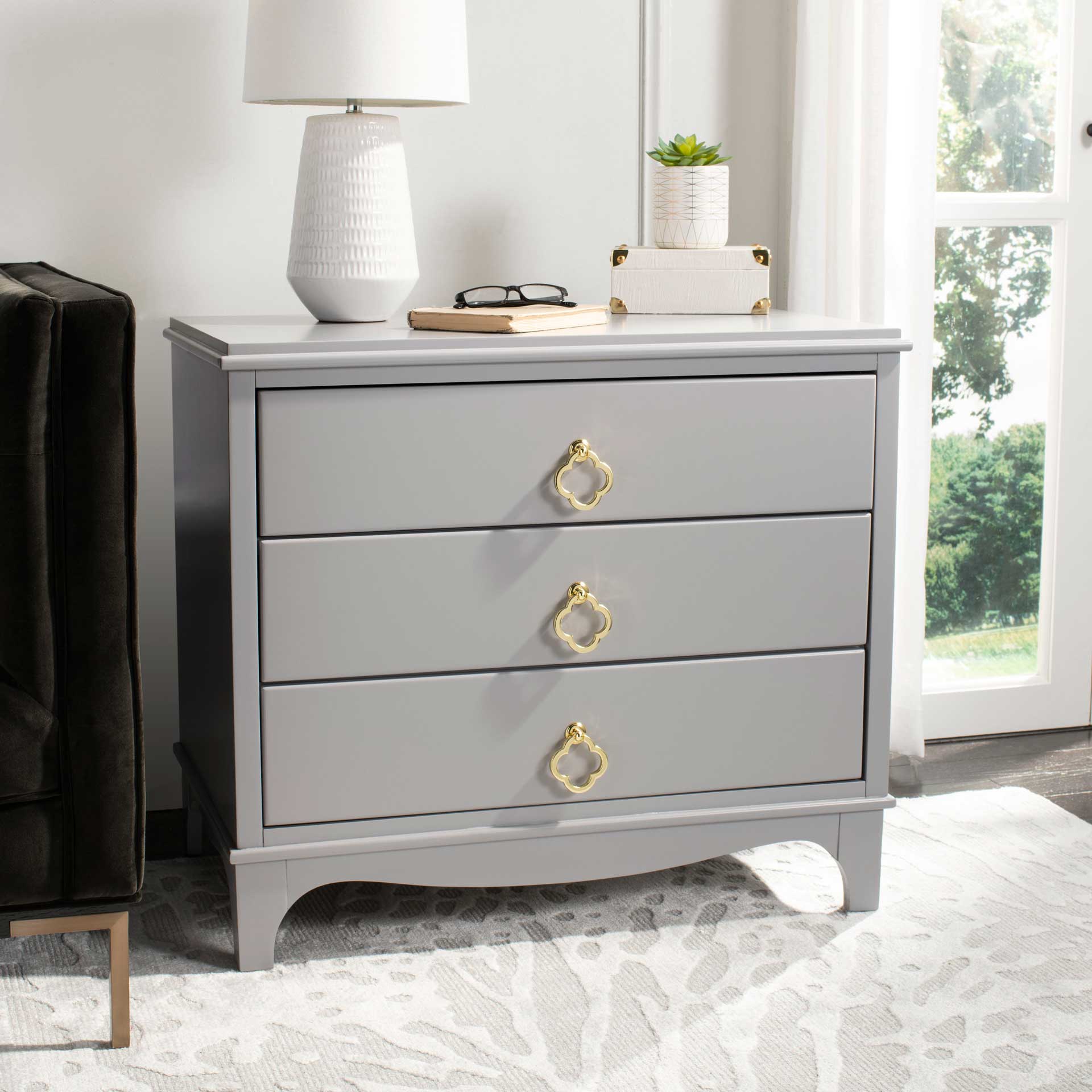Hamden 3 Drawer Contemporary Nightstand Gray - Image 8