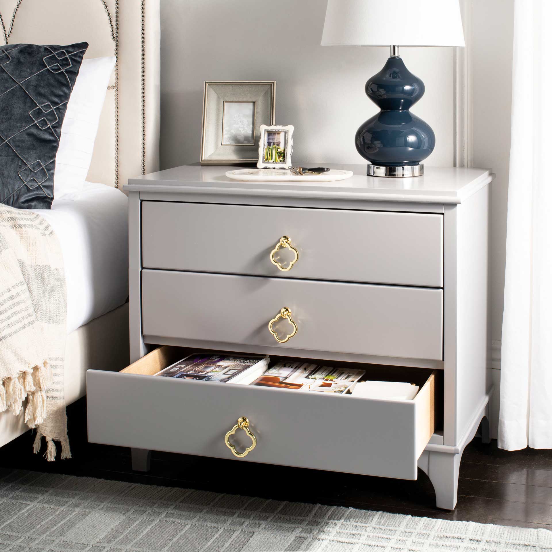 Hamden 3 Drawer Contemporary Nightstand Gray - Image 9