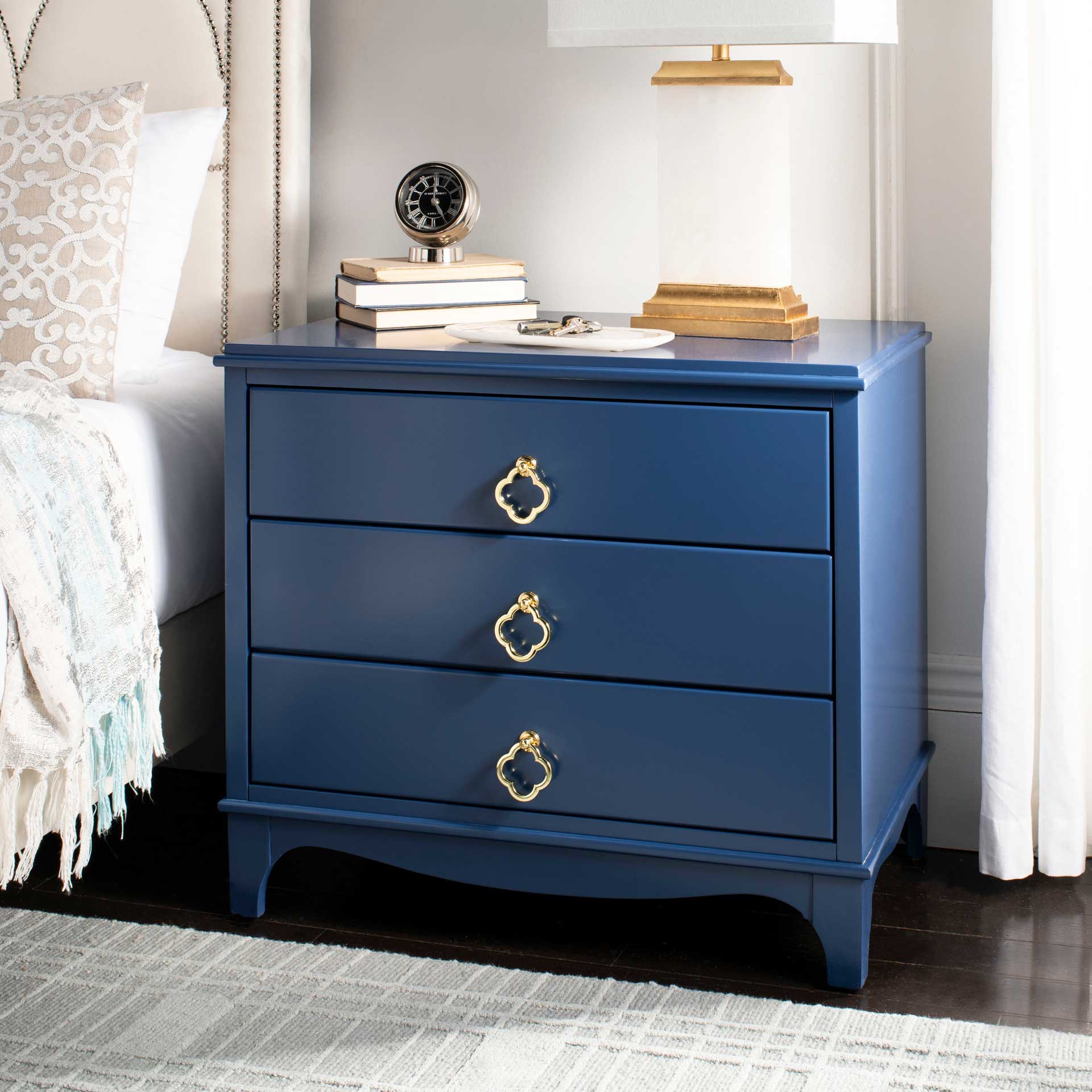 Hamden 3 Drawer Contemporary Nightstand Navy - Image 9