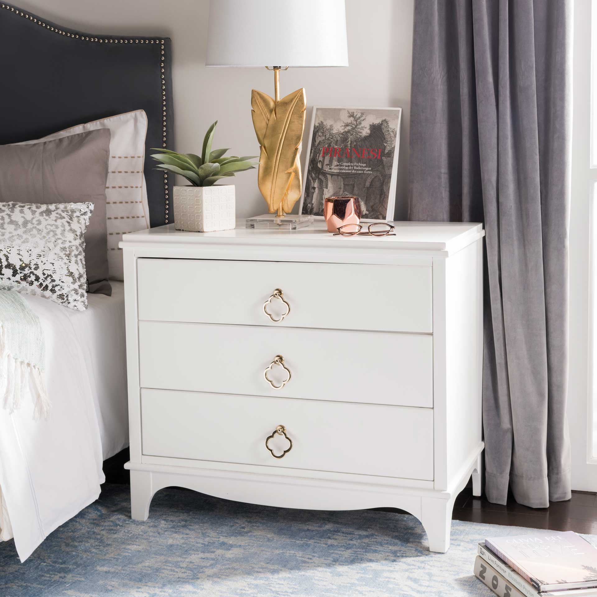 Hamden 3 Drawer Contemporary Nightstand White - Image 6