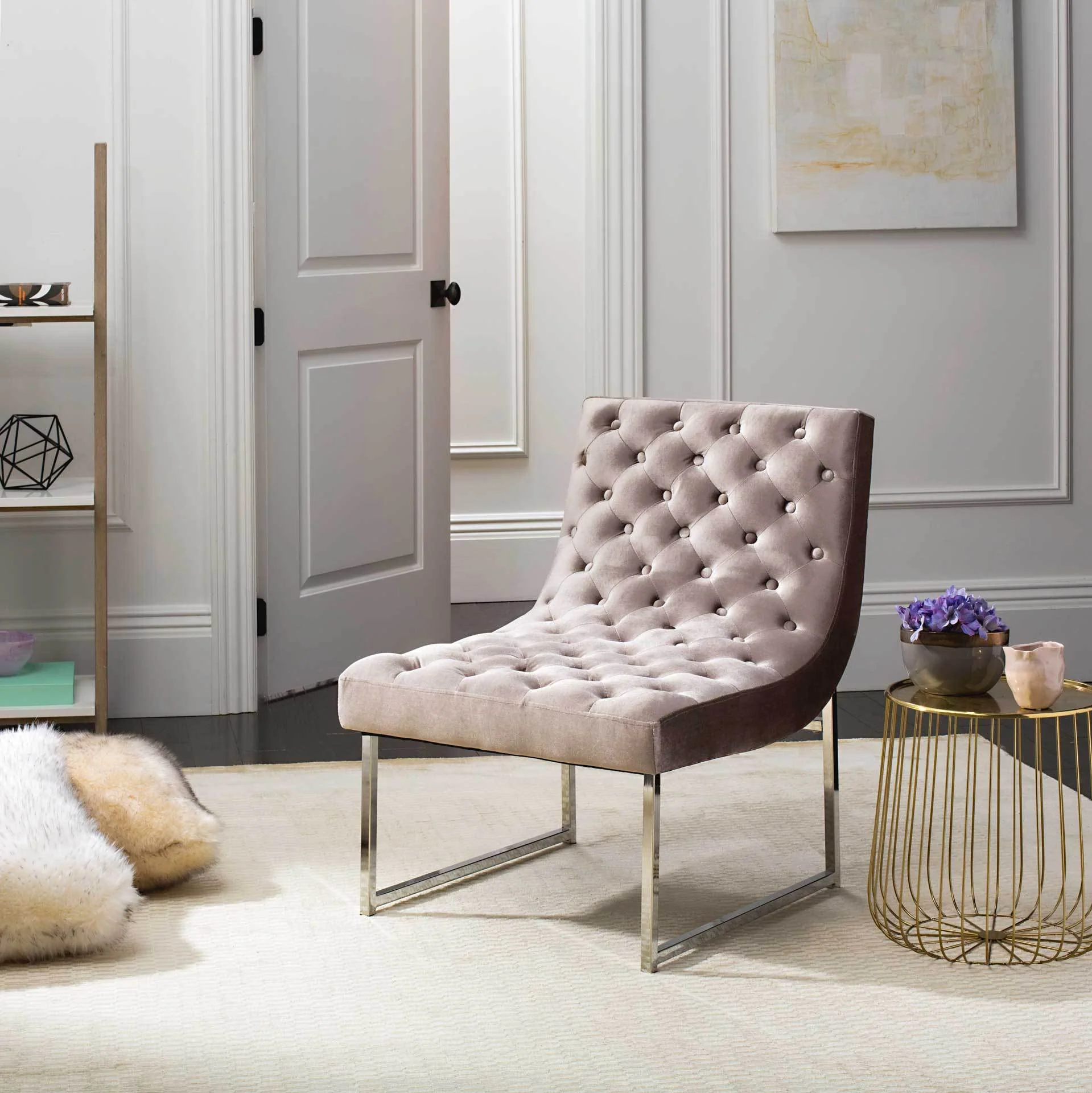 Hana Velvet Tufted Accent Chair Hazelwood - Image 6