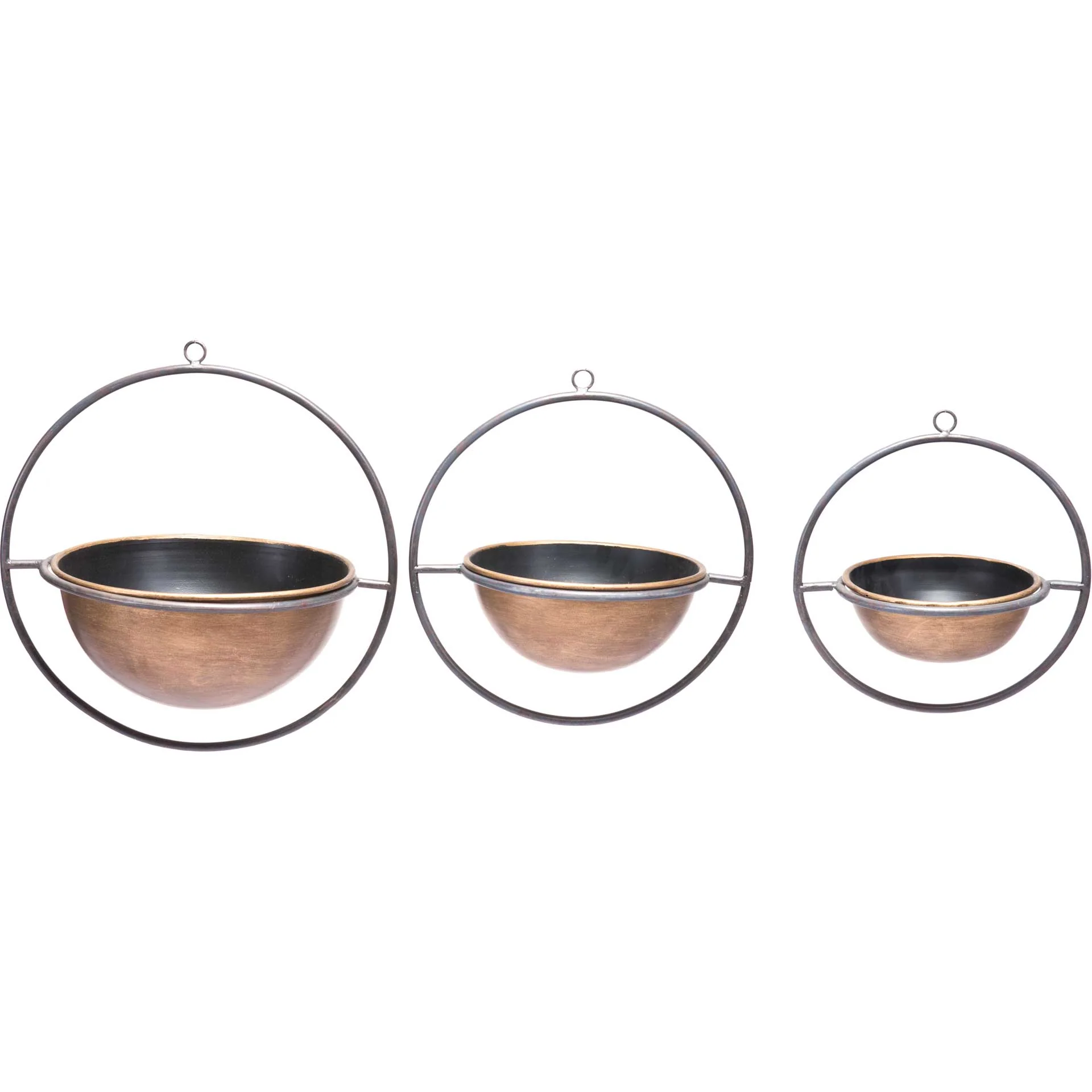 Hanging Metal Ring Vase Antique (Set of 3) - Image 2