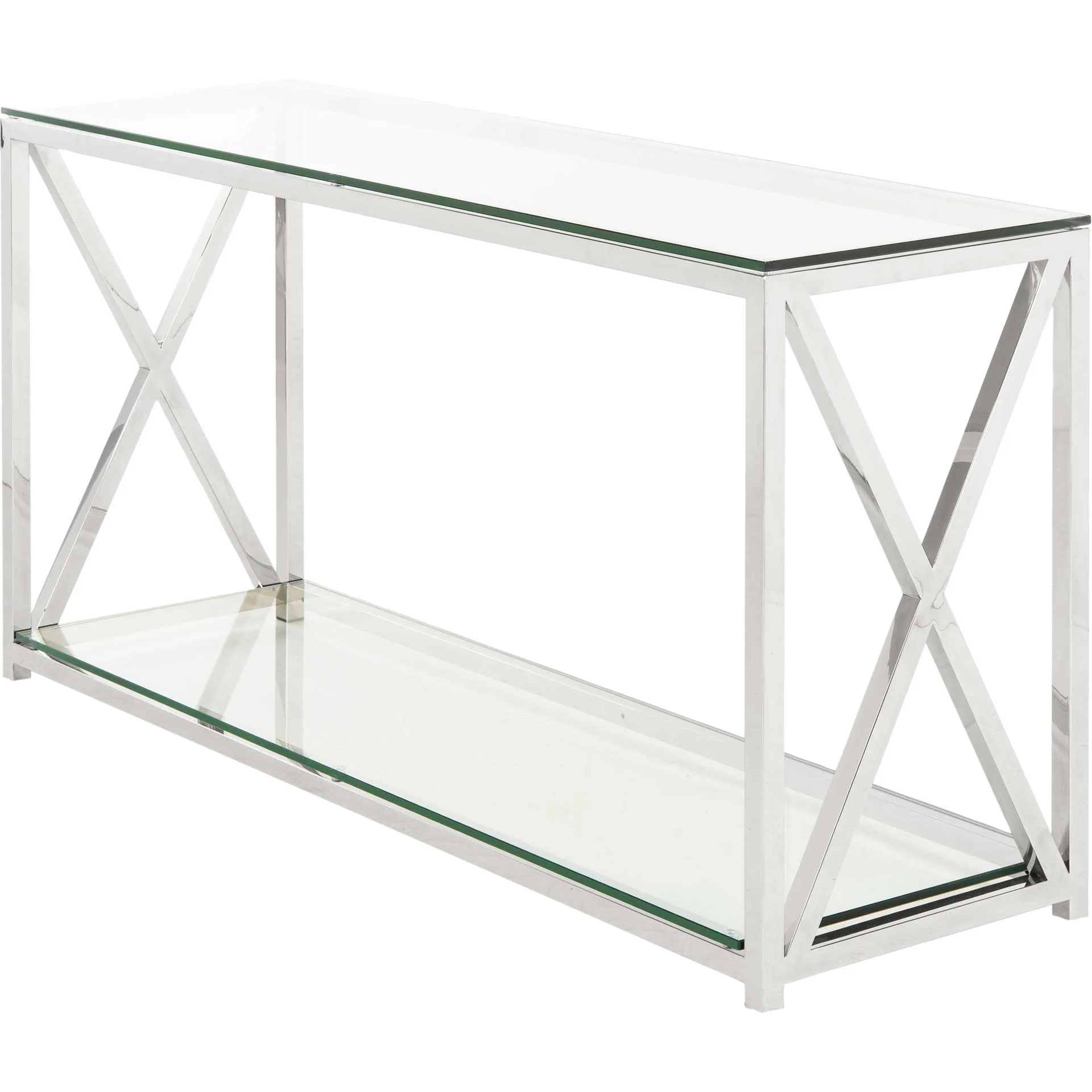 Hanna Chrome Console With Glass Top Chrome - Image 3
