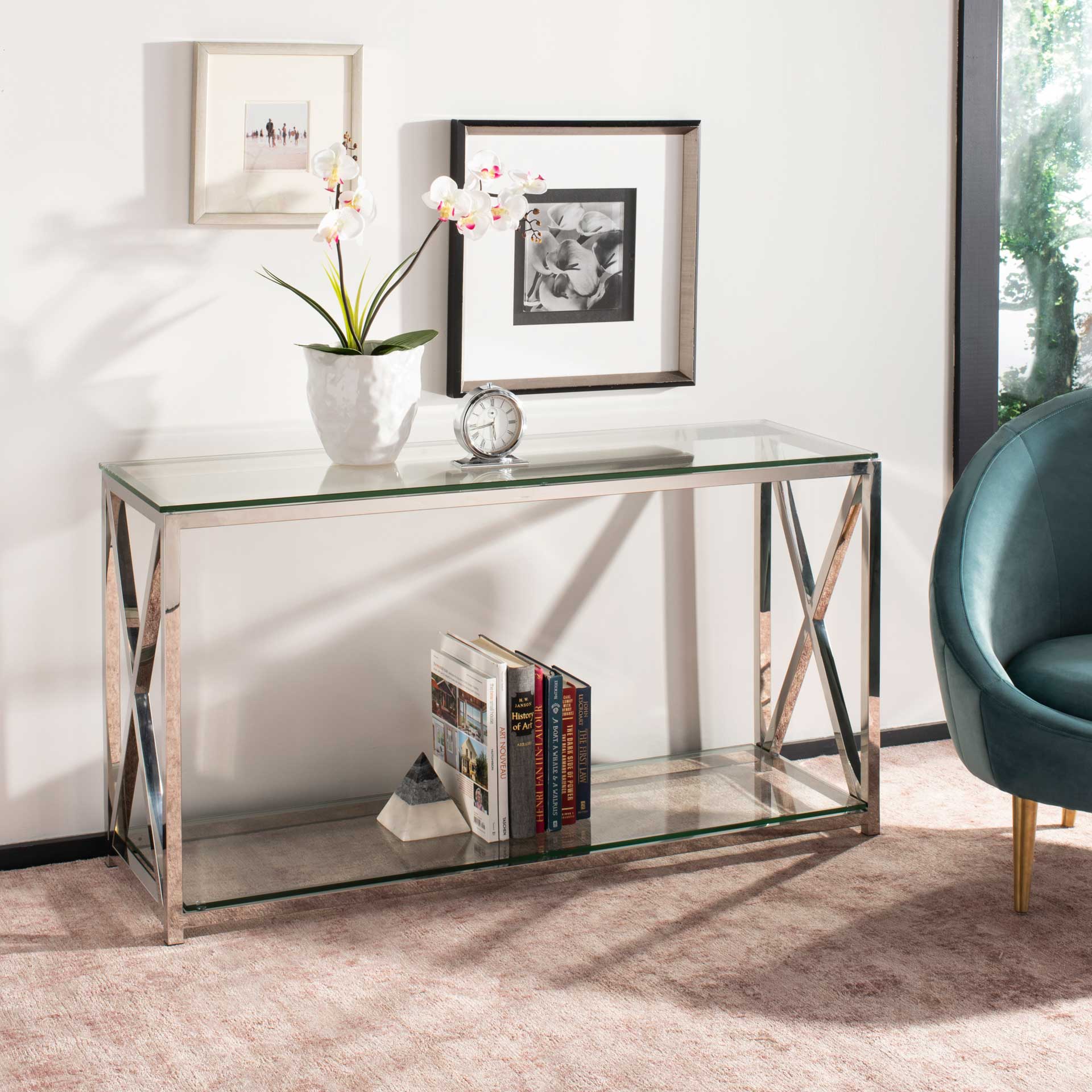 Hanna Chrome Console With Glass Top Chrome - Image 5