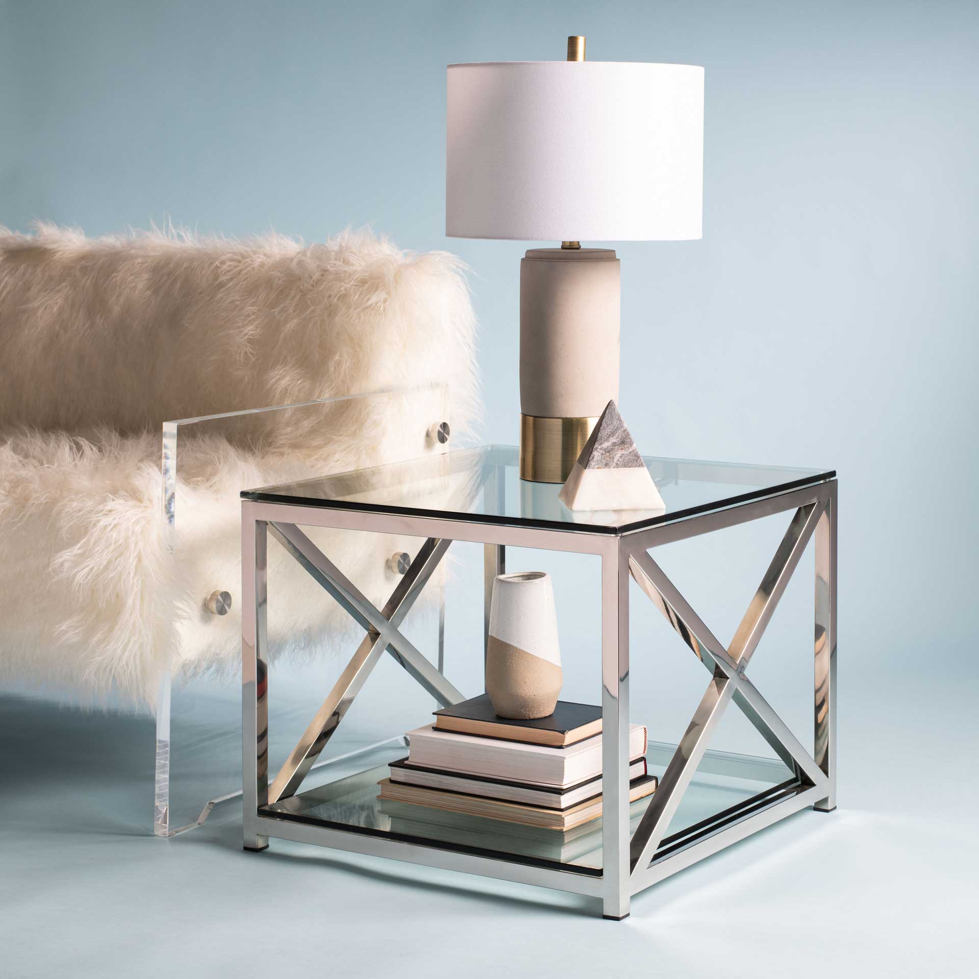 Hanna Chrome End Table With Glass Top Chrome - Image 3