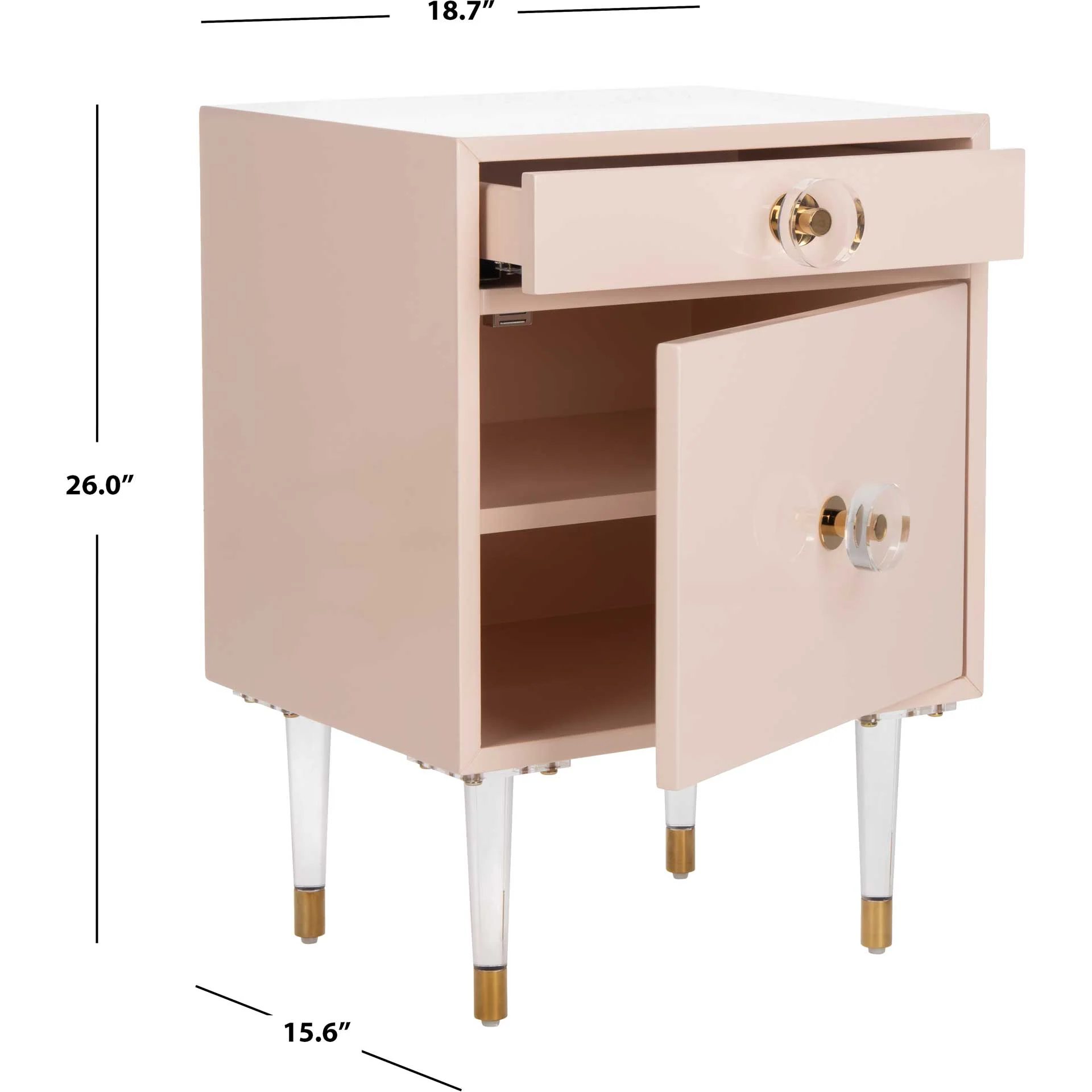 Hannity 2 Drawer Nightstand Light Pink/Gold - Image 8