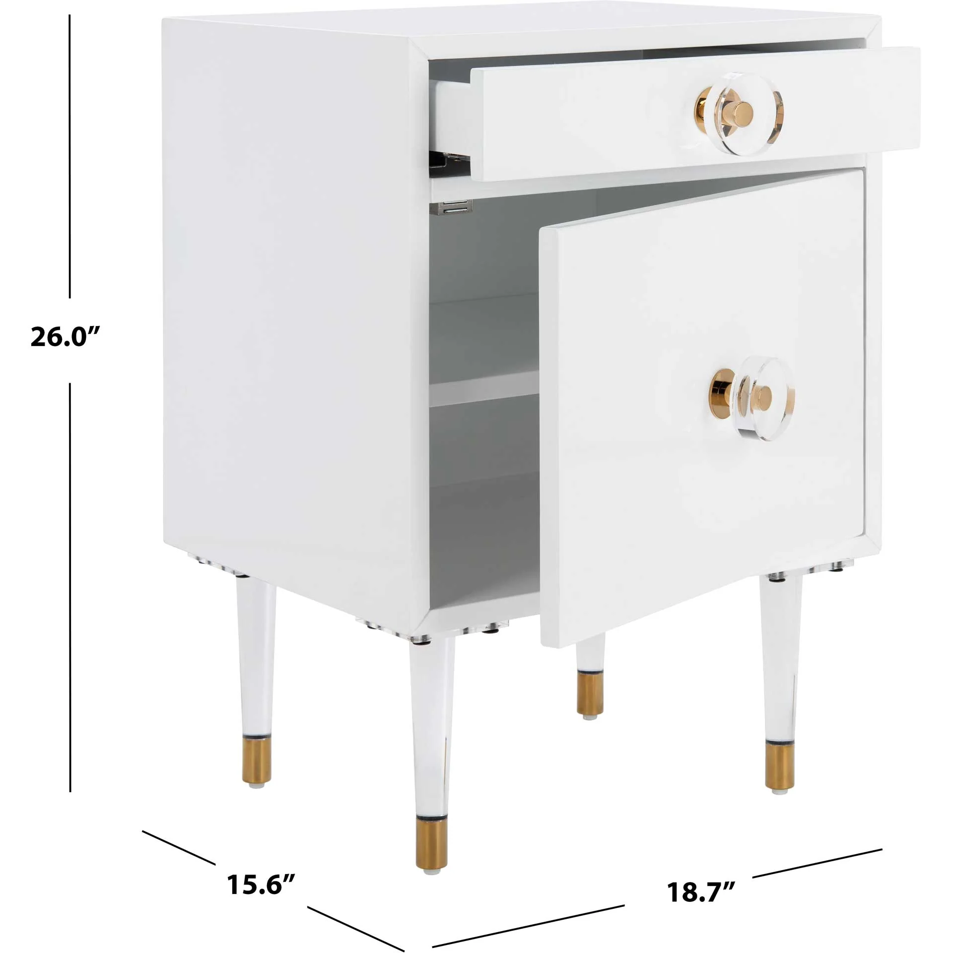 Hannity 2 Drawer Nightstand White/Gold - Image 8
