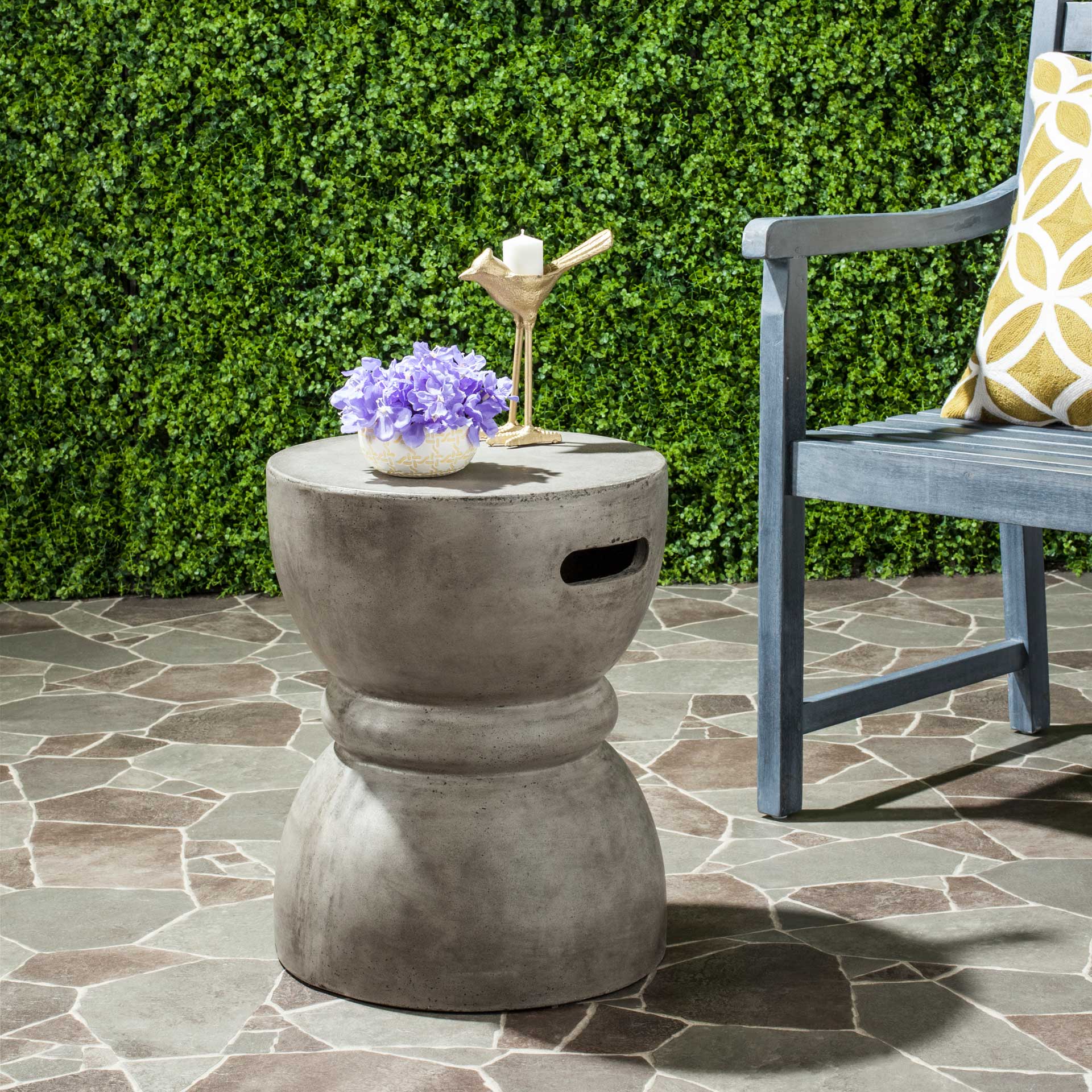 Hannon Modern Concrete Round Accent Table Dark Gray - Image 3