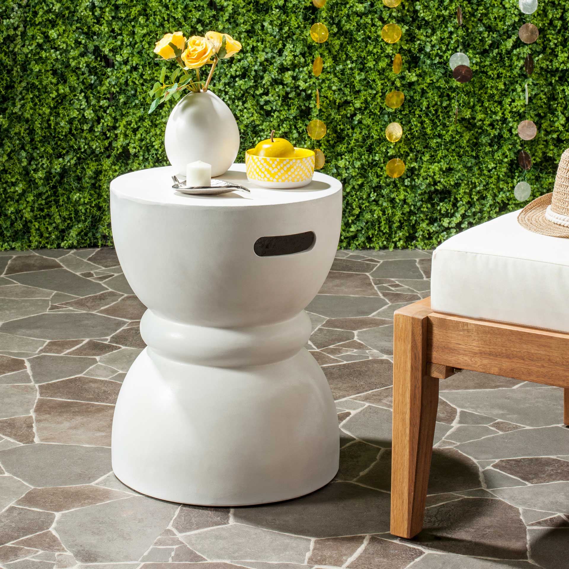 Hannon Modern Concrete Round Accent Table Ivory - Image 3
