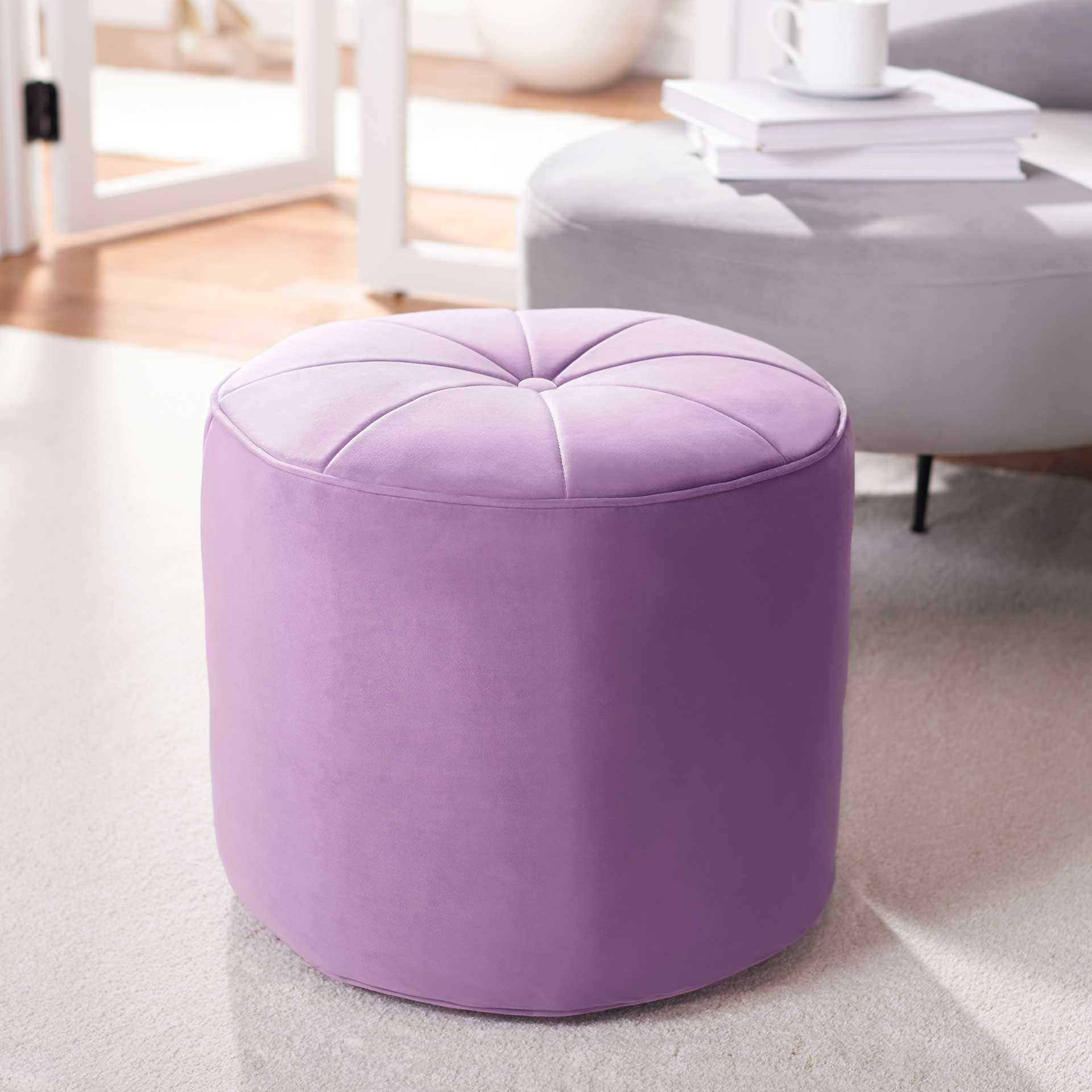 Hanton Cylinder Ottoman Lilac - Image 4