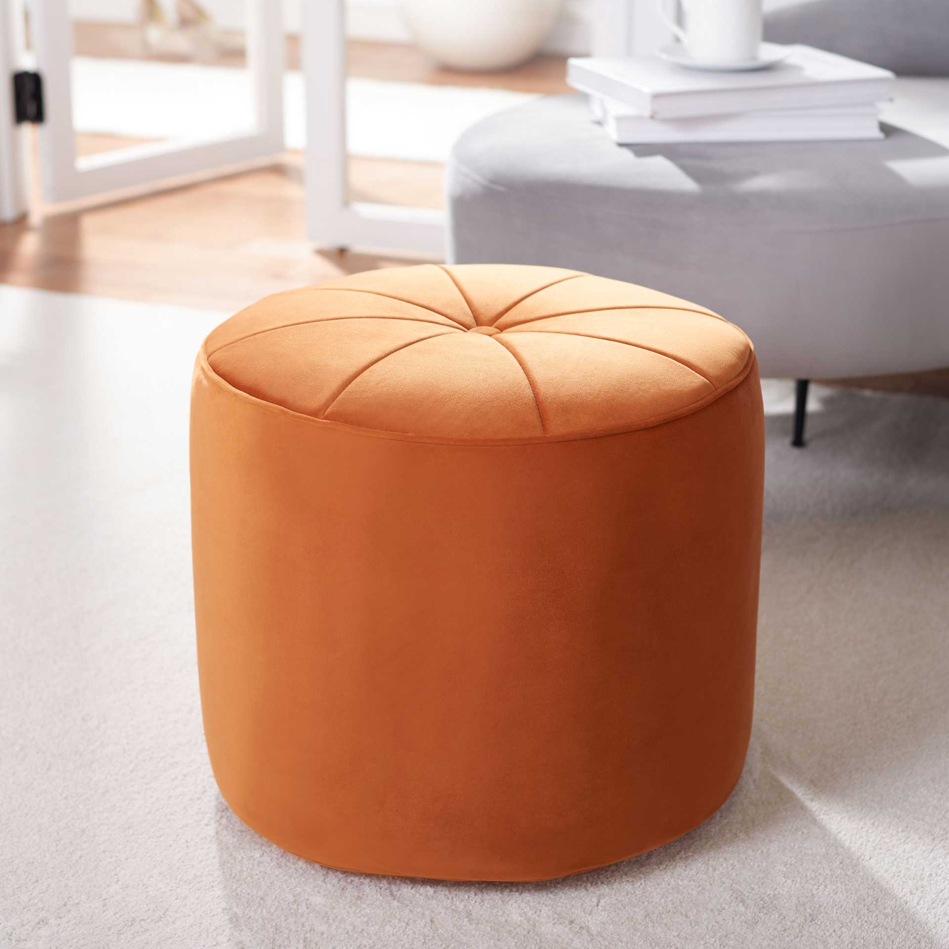 Hanton Cylinder Ottoman Orange - Image 4