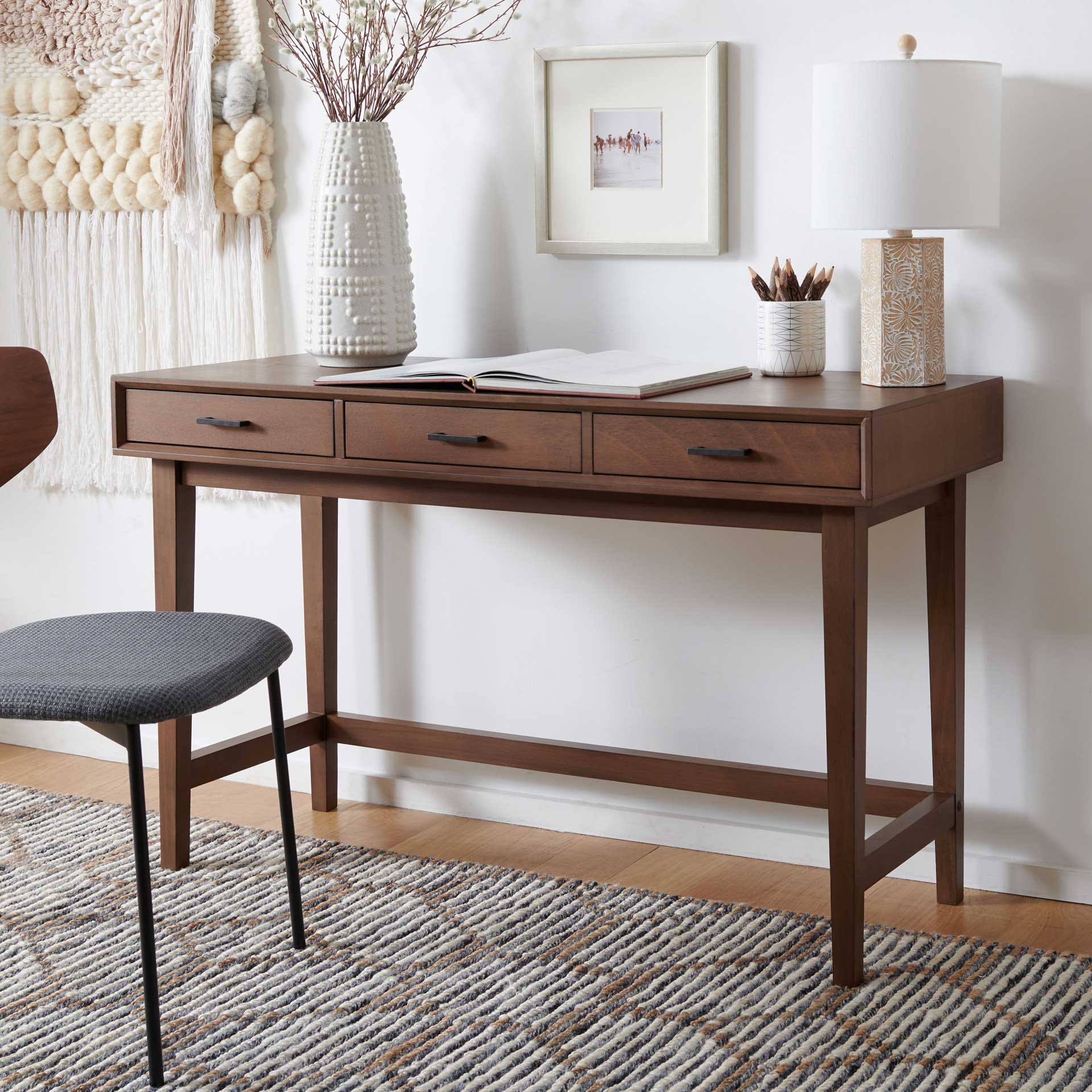 Harkin 3 Drawer Desk Brown - Image 4