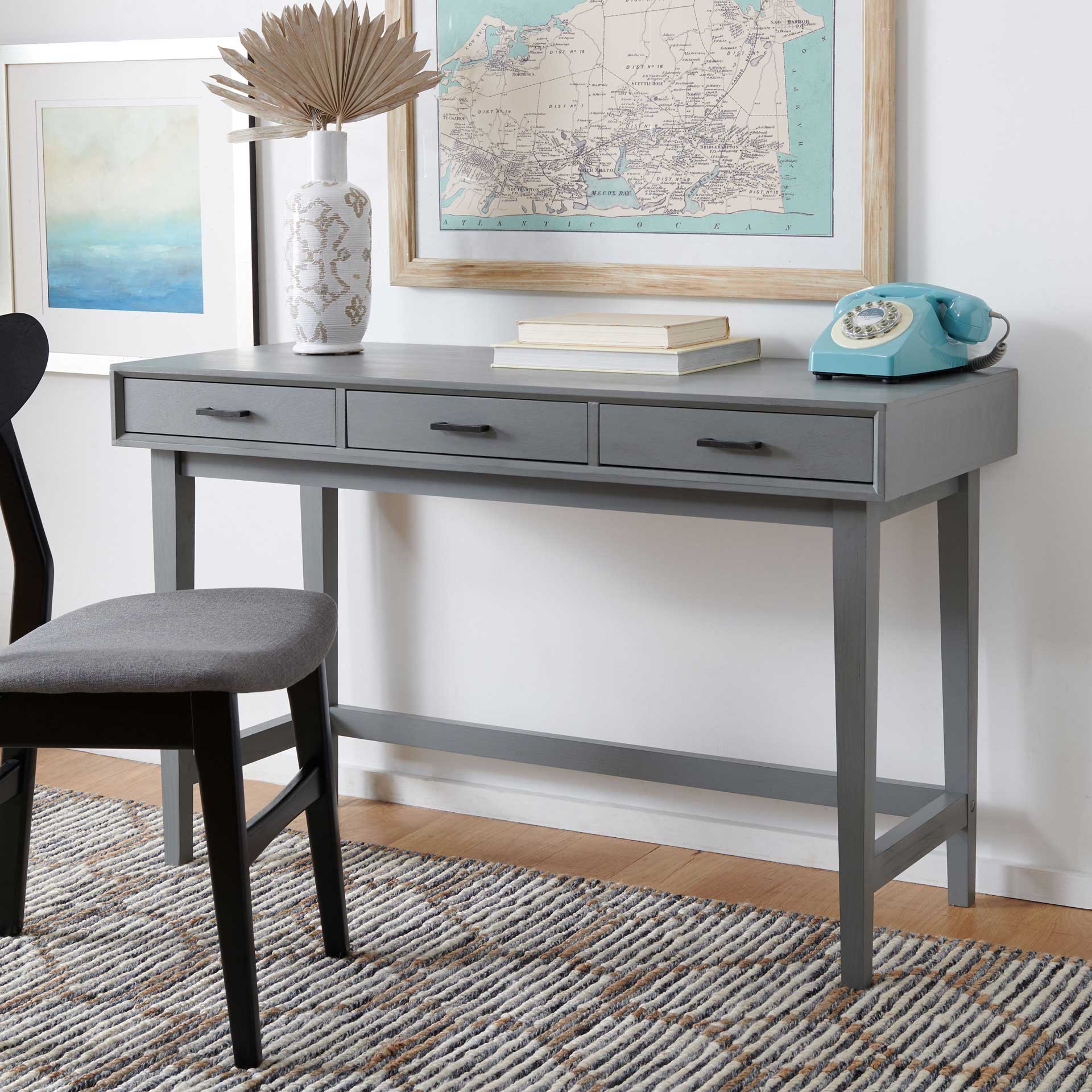 Harkin 3 Drawer Desk Distressed Gray - Image 4