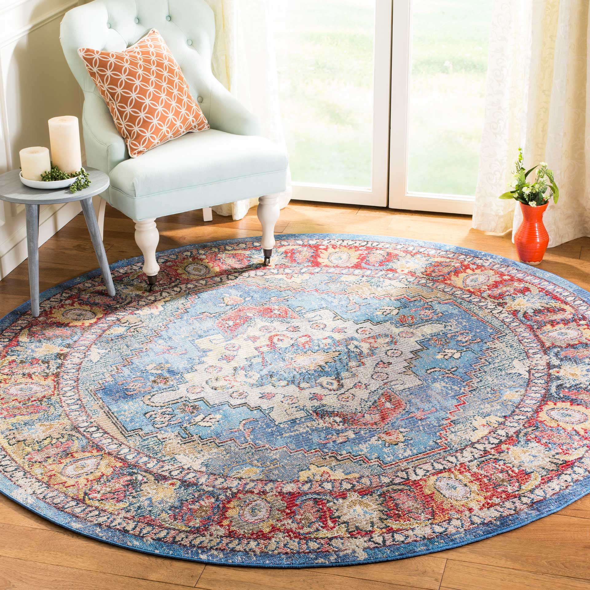 Harmony Blue/Rose Round Rug - Image 3