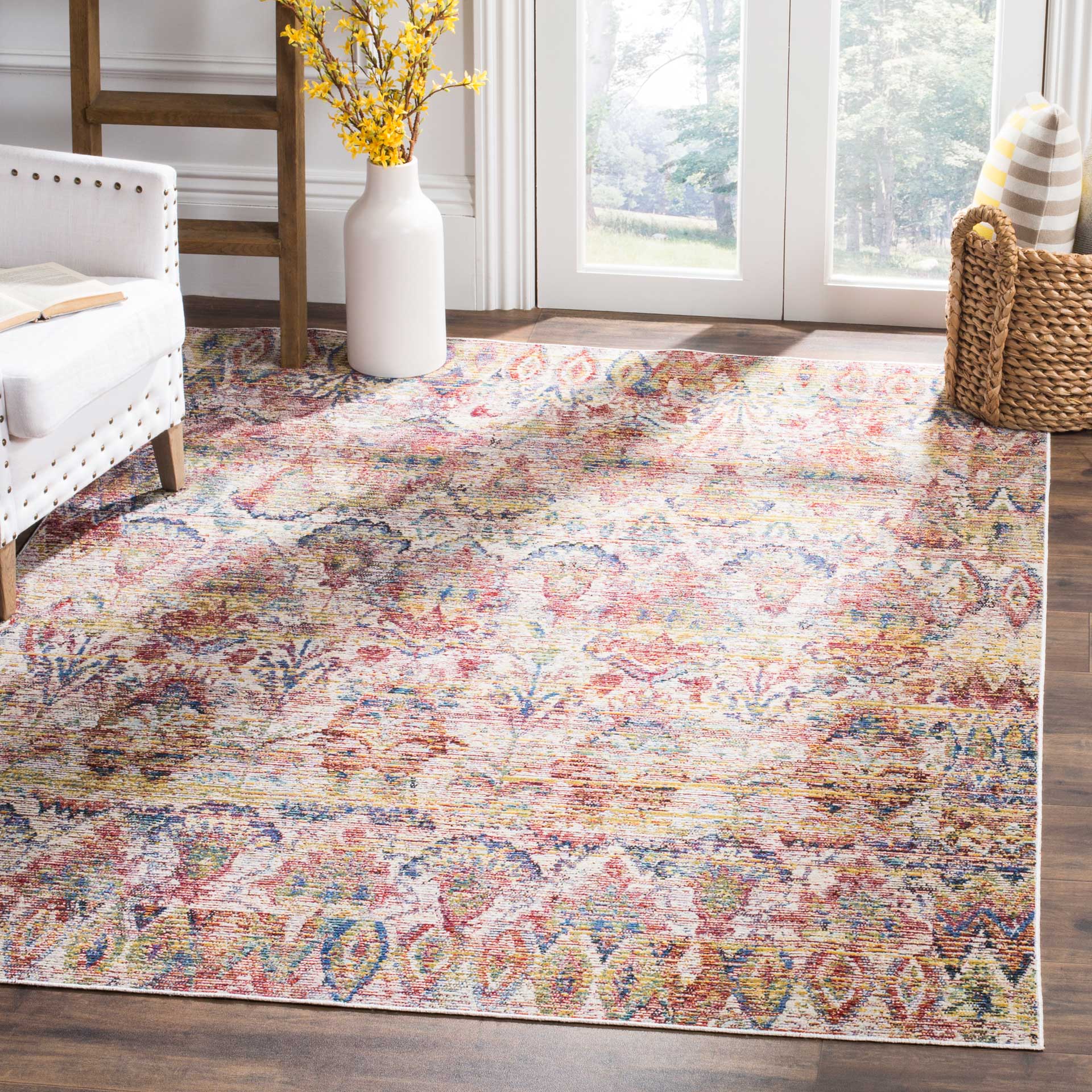 Harmony Ikat Light Gray/Rose Area Rug - Image 5