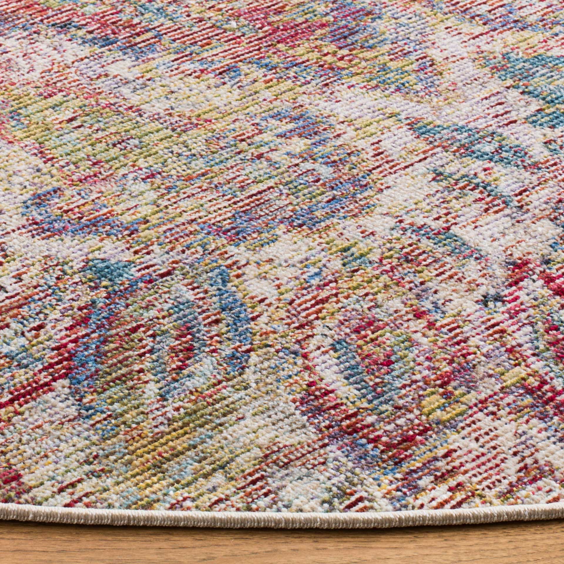 Harmony Ikat Light Gray/Rose Round Rug - Image 2