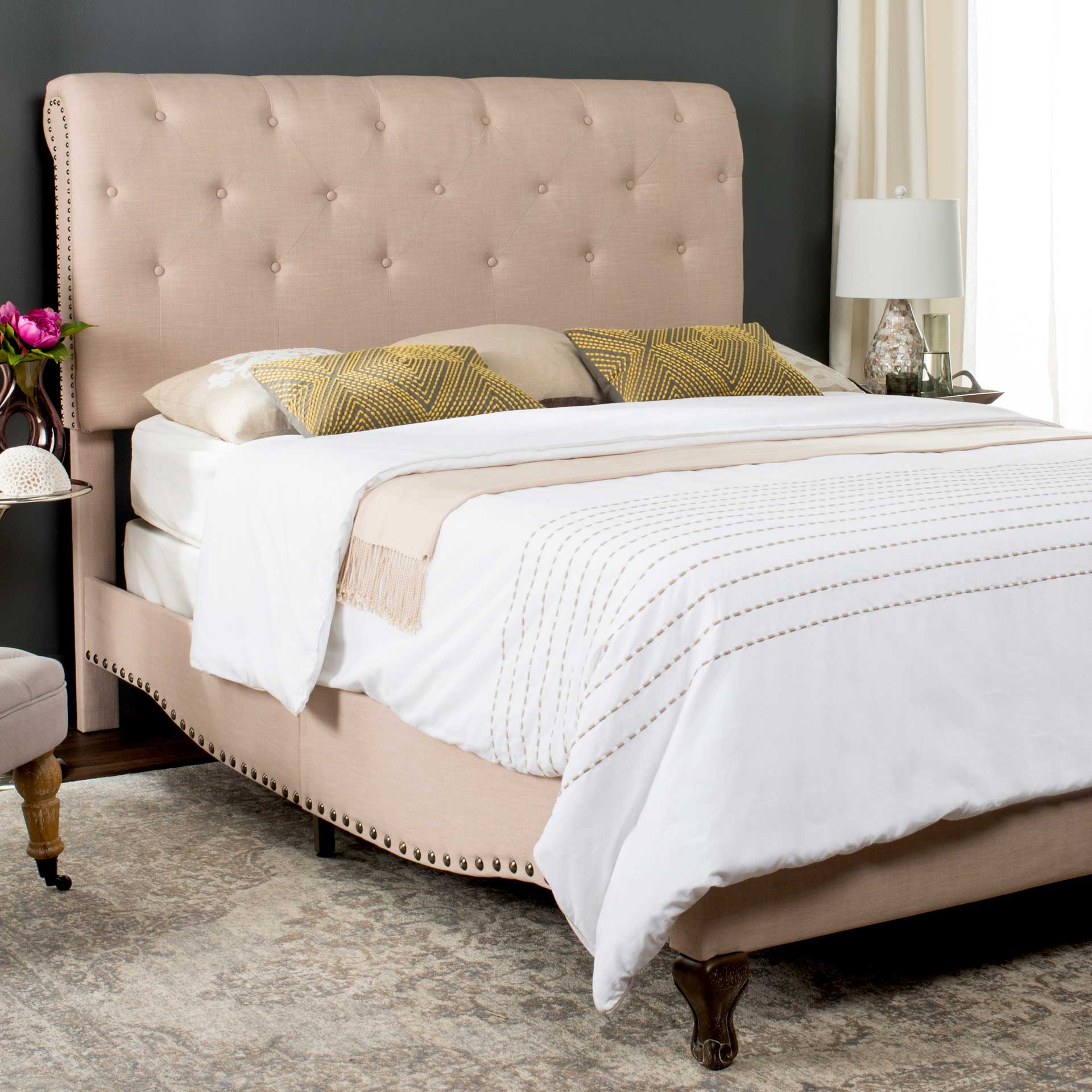 Harvey Upholstered Bed Light Beige - Image 6
