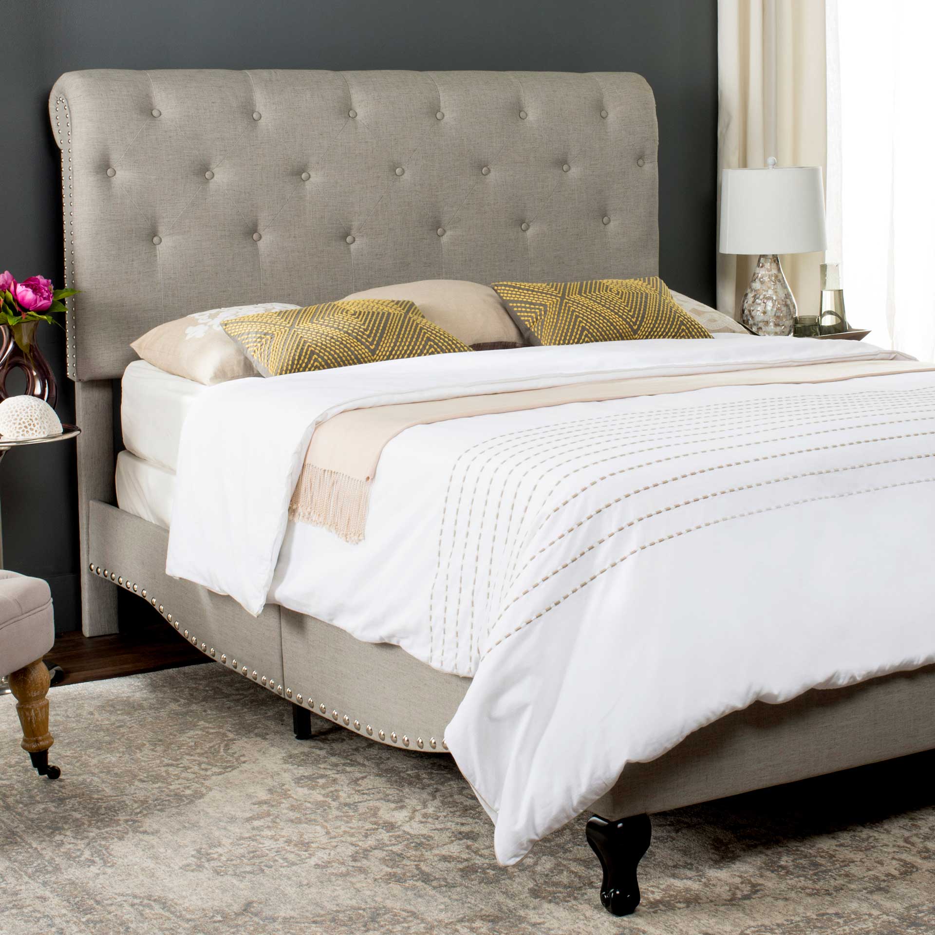 Harvey Upholstered Bed Light Gray - Image 6