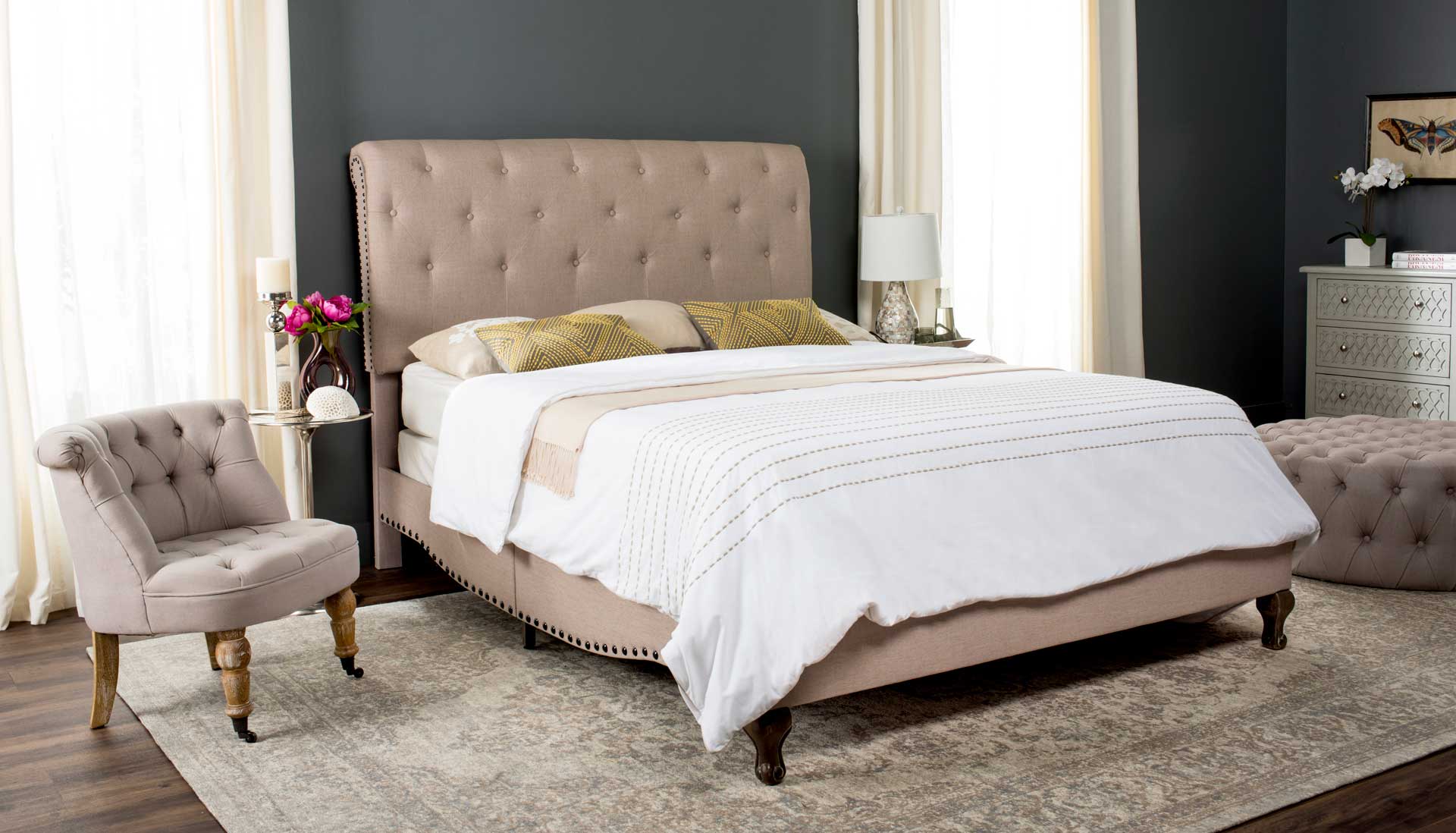 Harvey Upholstered Bed Taupe - Image 5