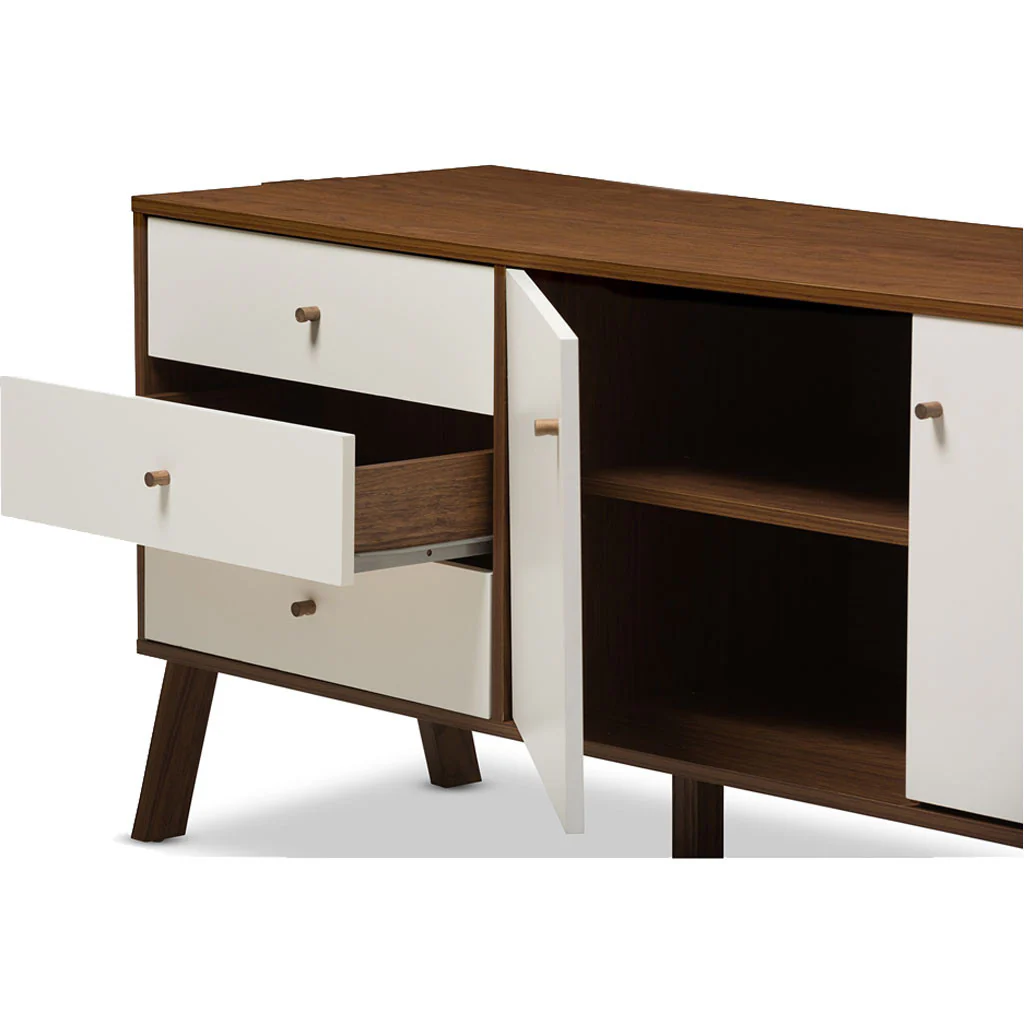 Haven Sideboard Cabinet White/Walnut - Image 4