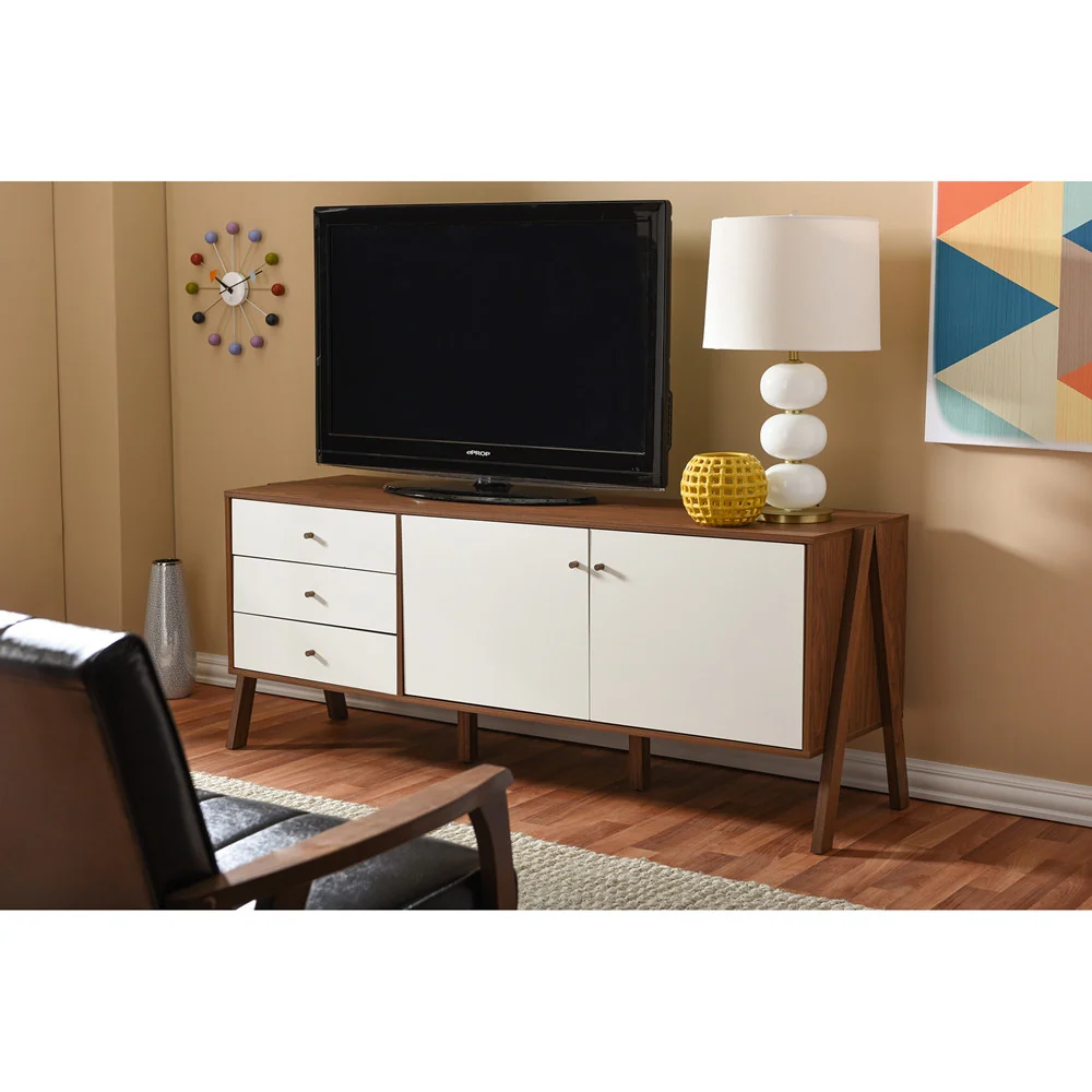 Haven Sideboard Cabinet White/Walnut - Image 5