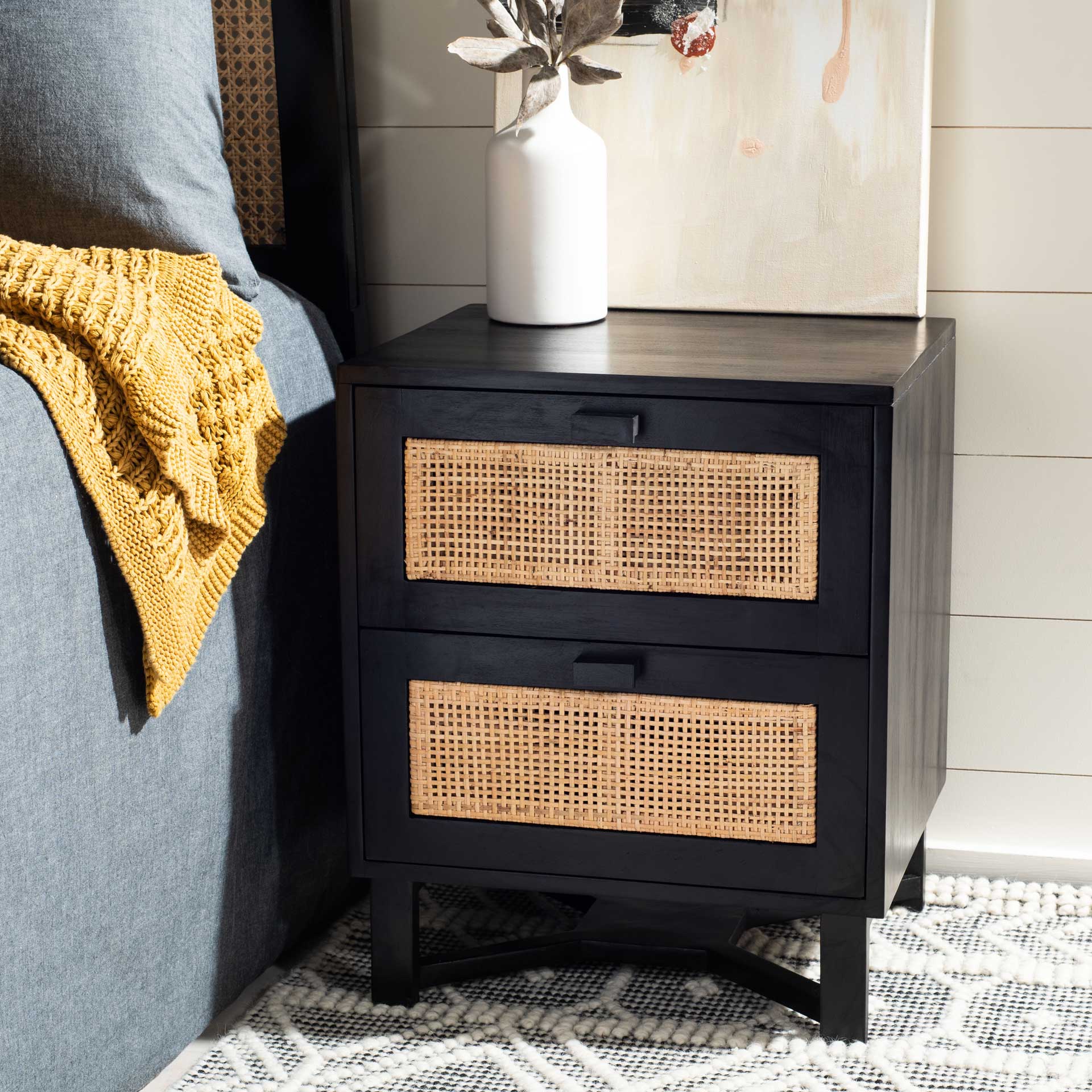 Healy 2 Drawer Nightstand Black/Natural - Image 8