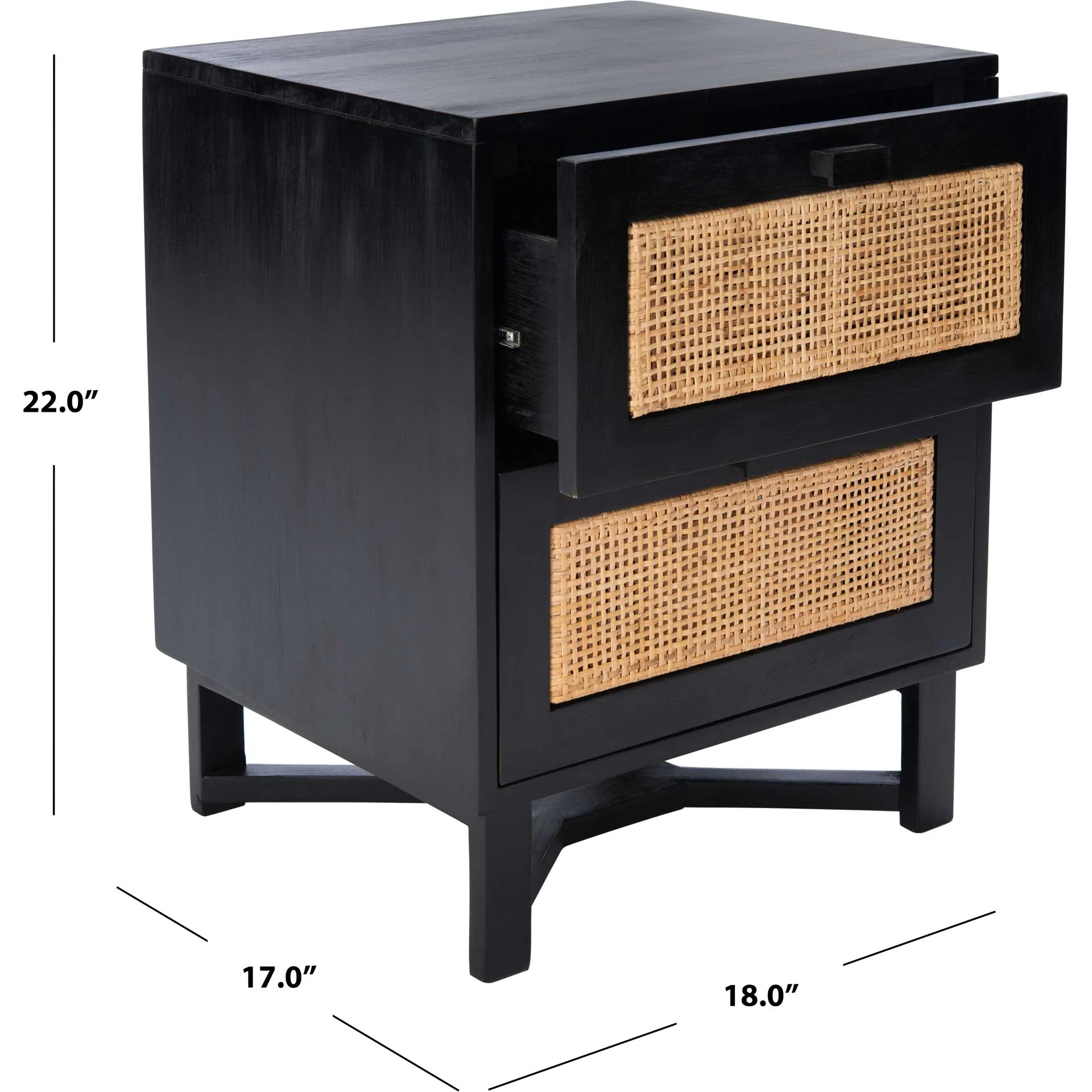 Healy 2 Drawer Nightstand Black/Natural - Image 9