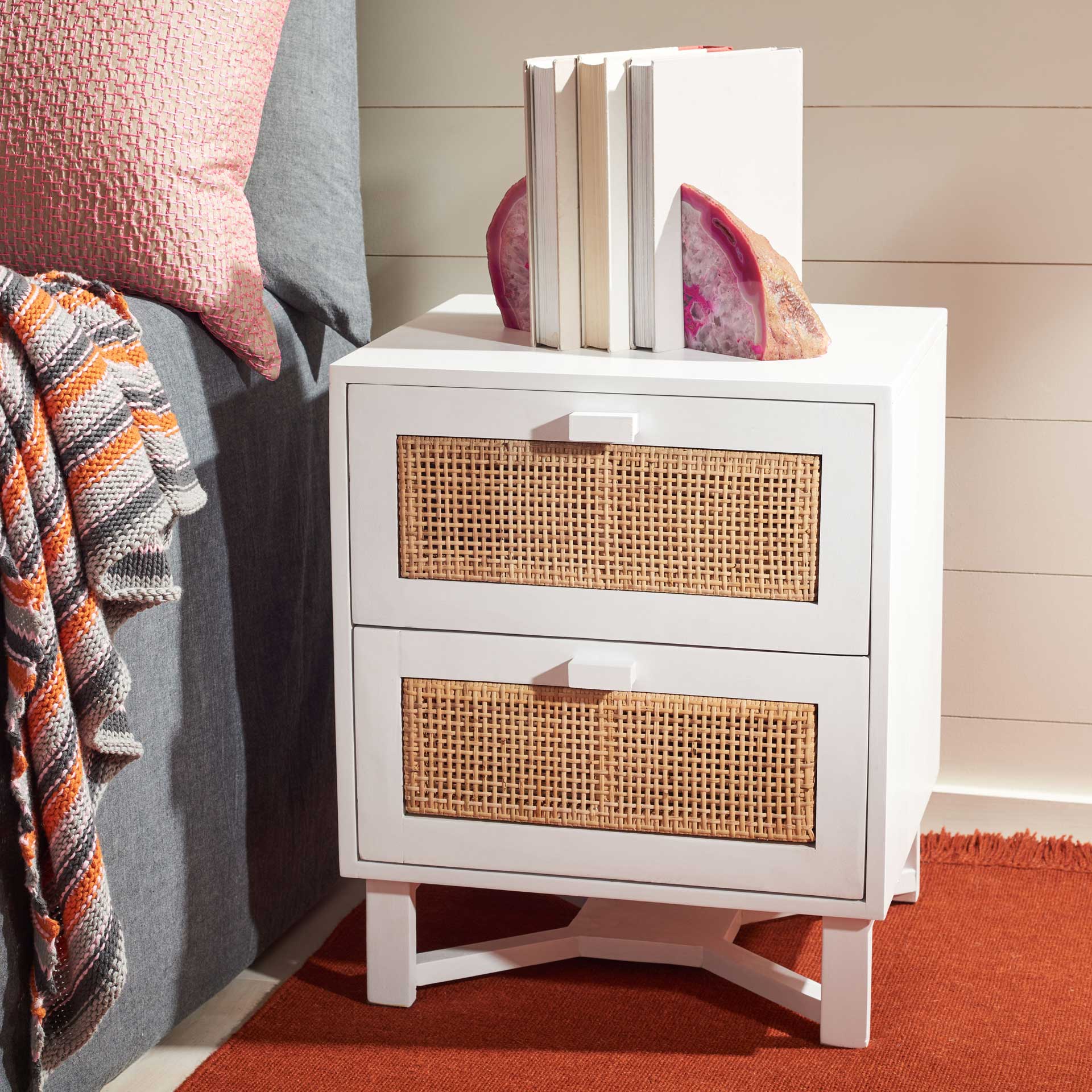 Healy 2 Drawer Nightstand White/Natural - Image 8