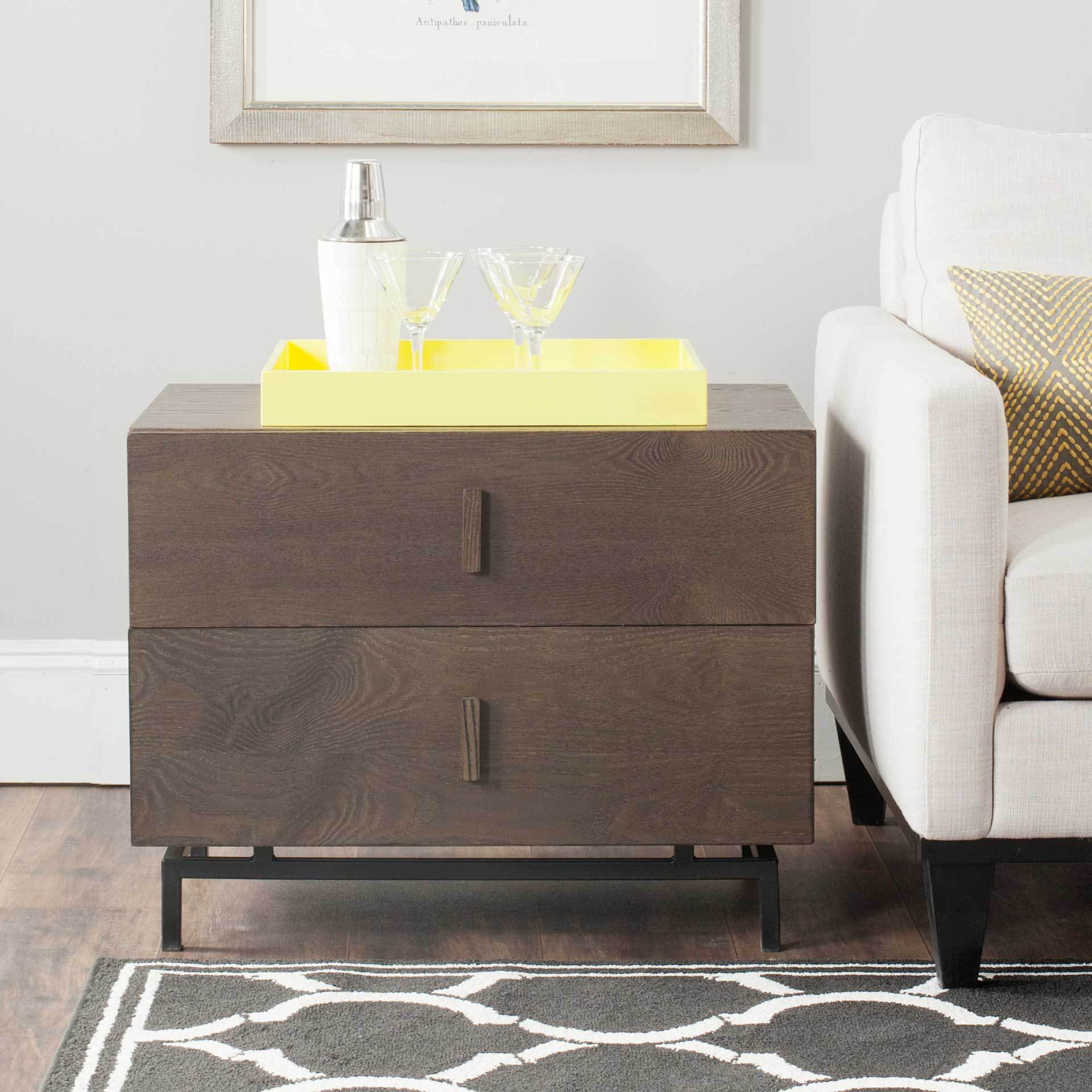 Heaven Lacquer Two Drawer Cabinet Dark Brown - Image 3