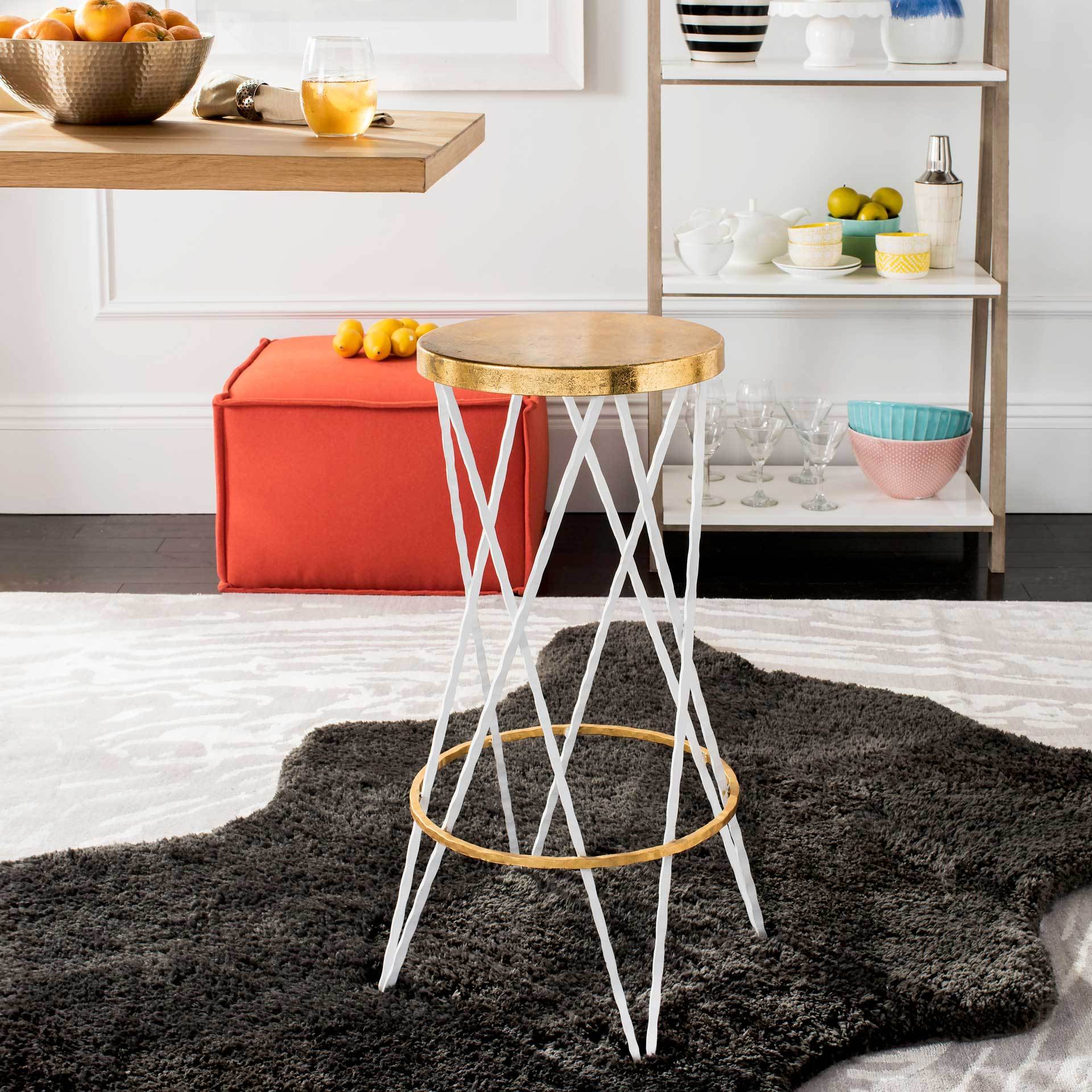 Hector Bar Stool White/Gold - Image 3