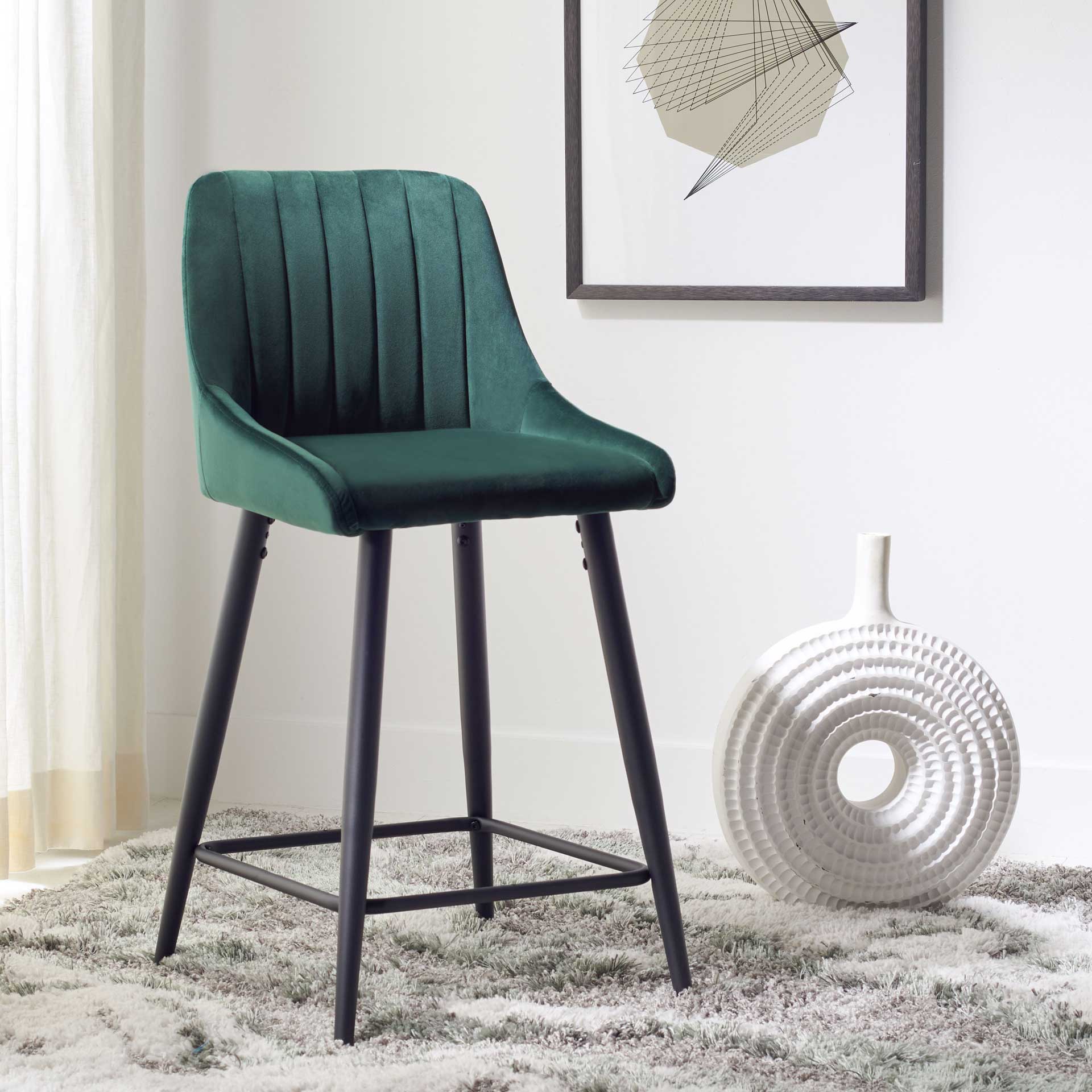 Hegarty Counter Stool Malachite Green/Black - Image 4