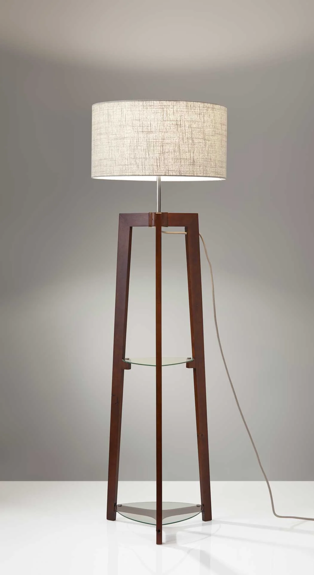 Herblay Shelf Floor Lamp Walnut - Image 2