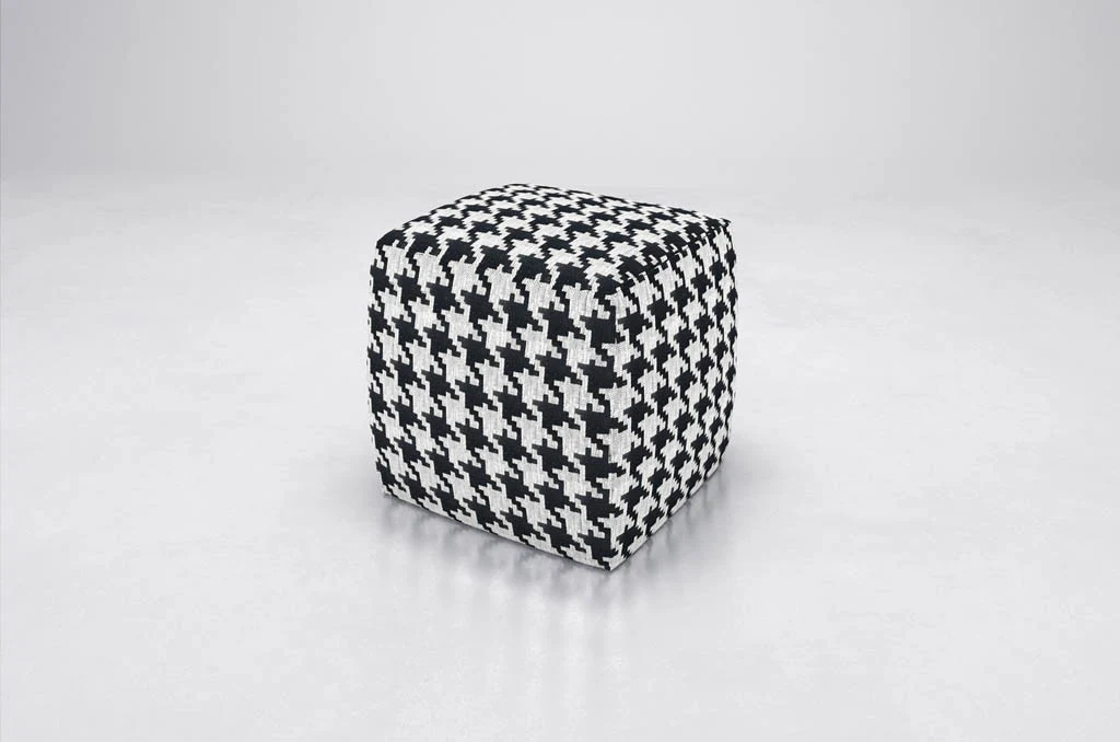 Hester Pouf Black White Houndstooth - Image 2